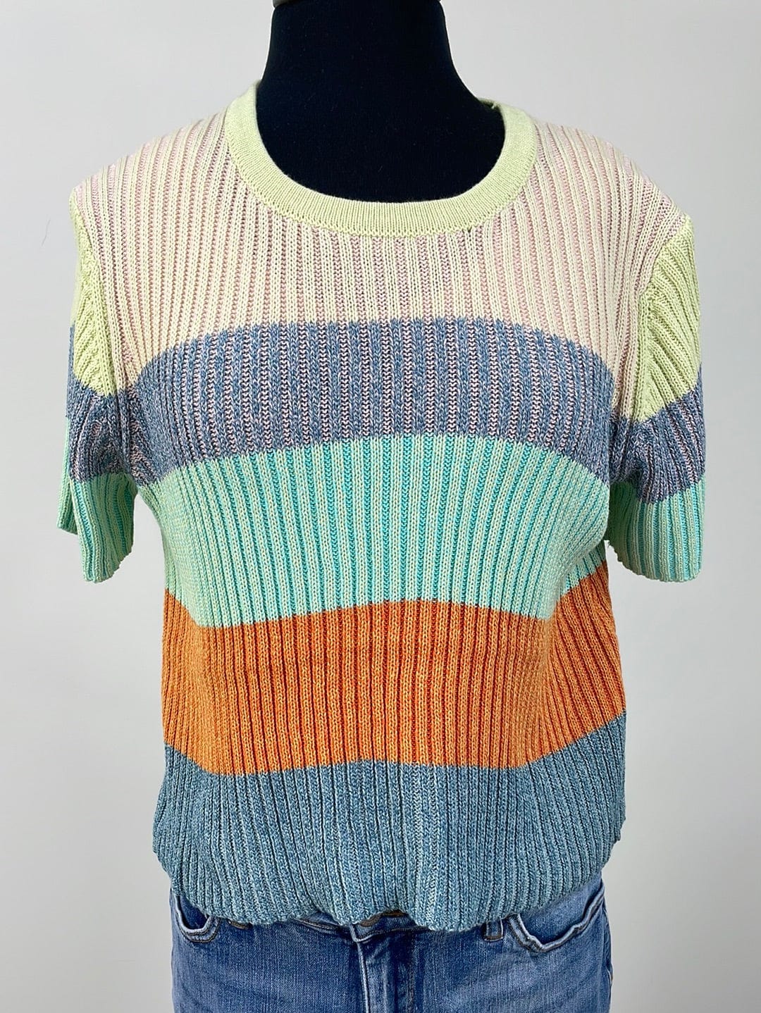 Mint & Orange Colorblock Sweater