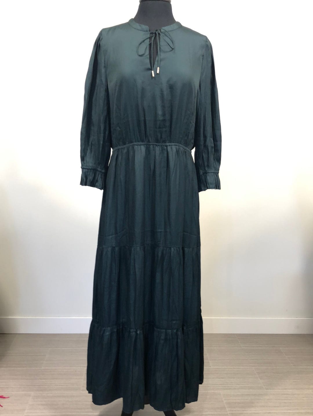 Astro Green Full Length Ruffle Dress