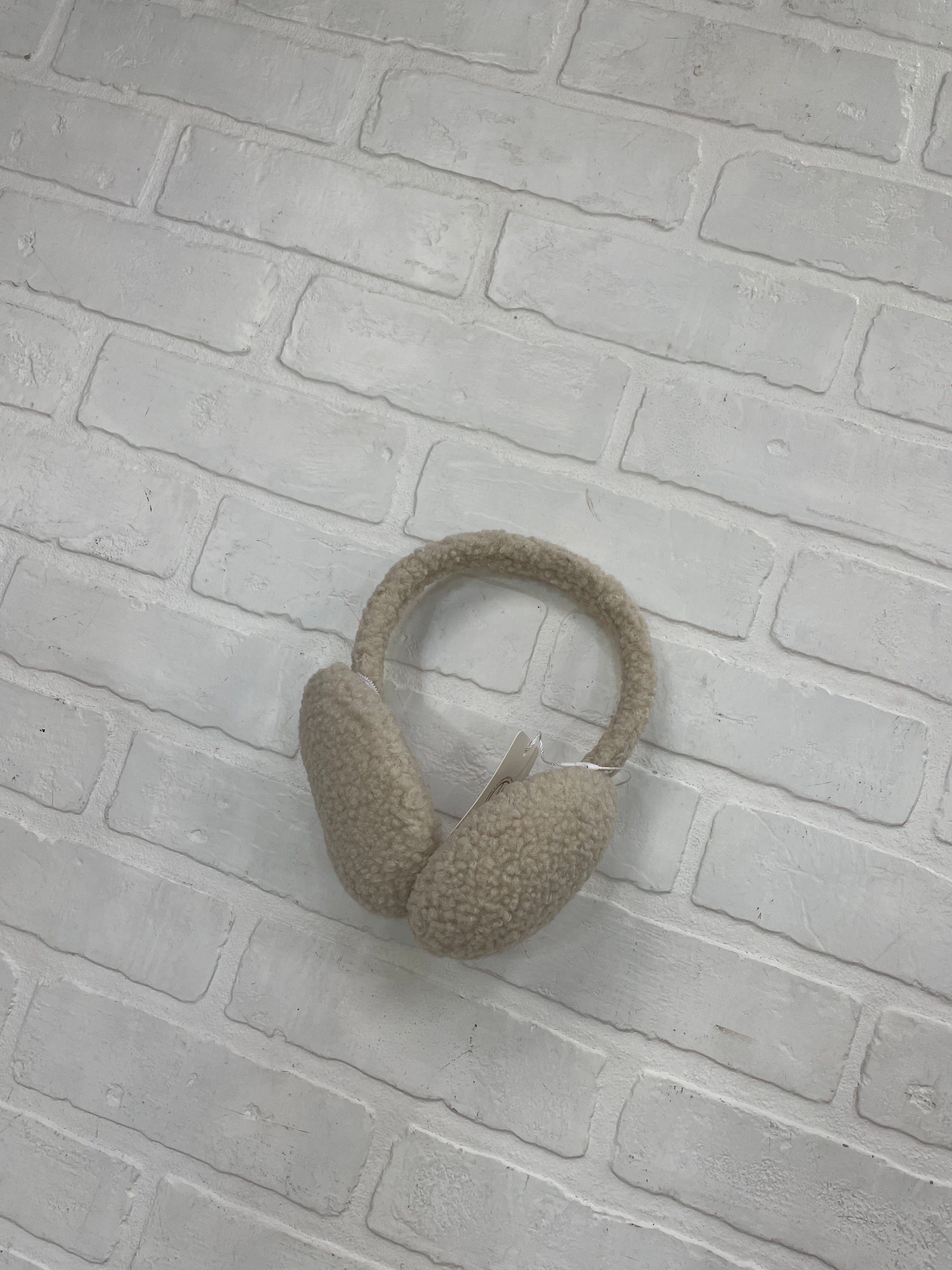 Beige Solid Sherpa Ear Muffs