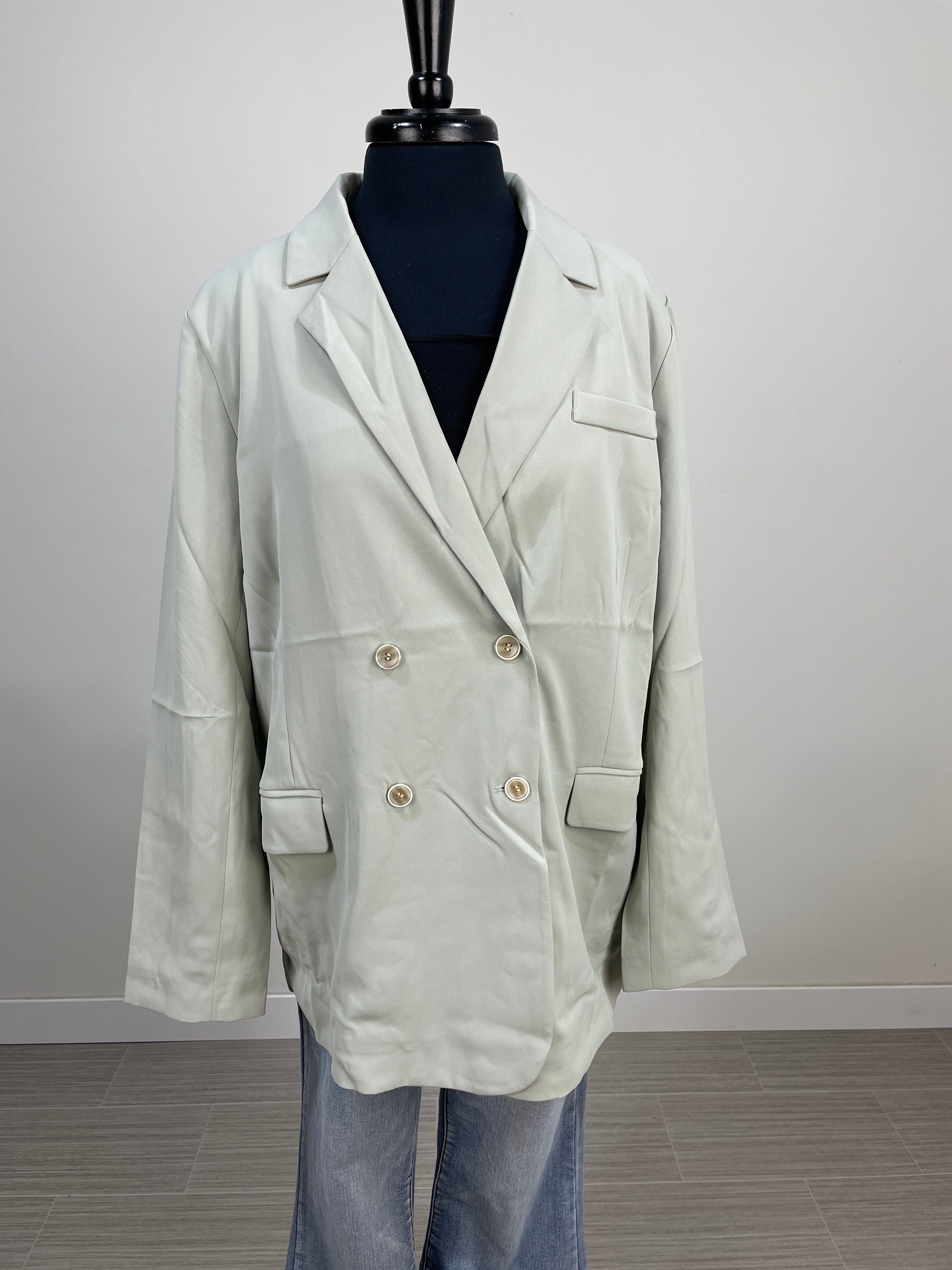 Sage Grey Double Breasted Blazer