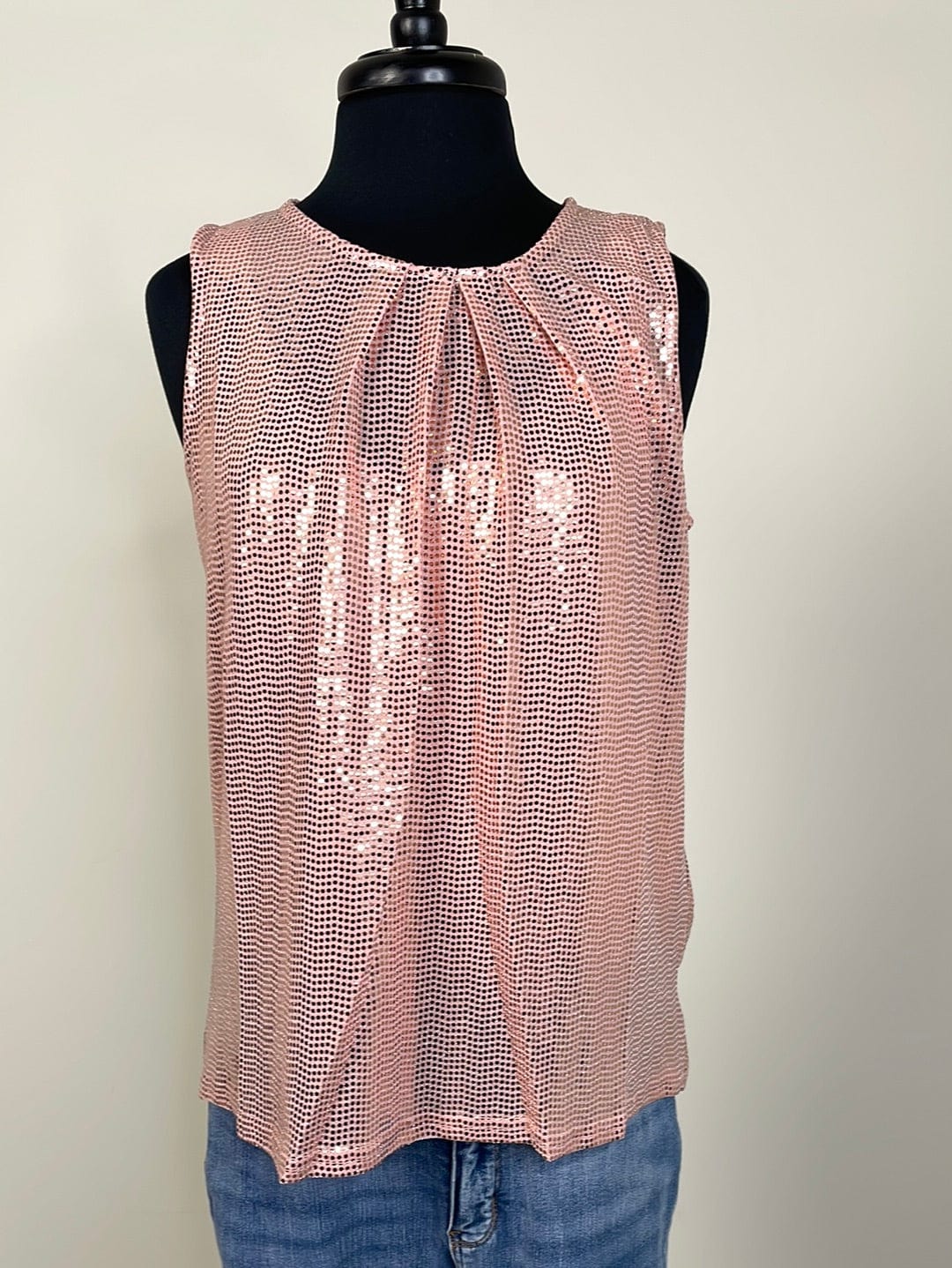 Blush Sequin Pleated Stretch Top