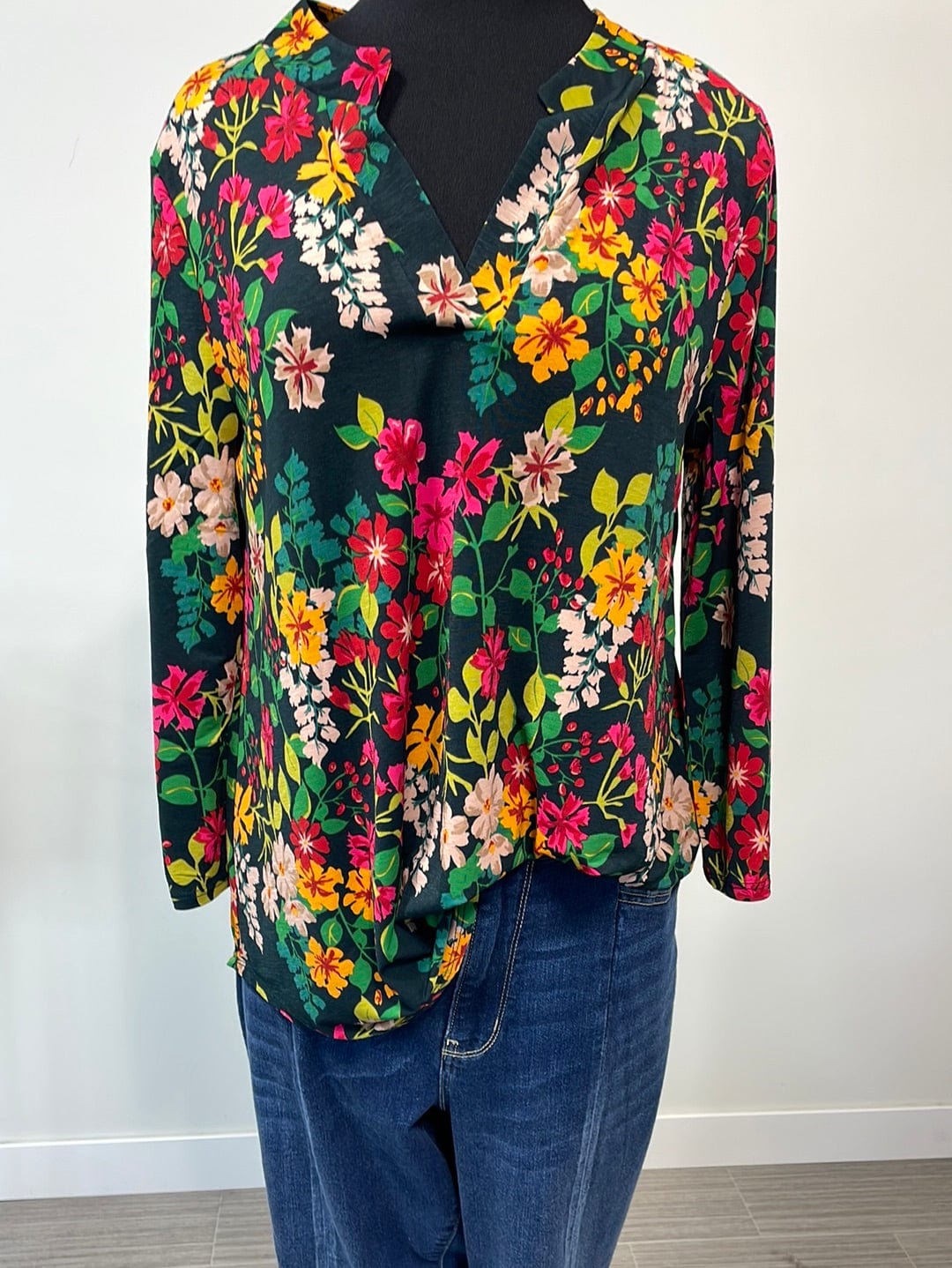 Hunter Green w/Fun Florals Lizzy Top