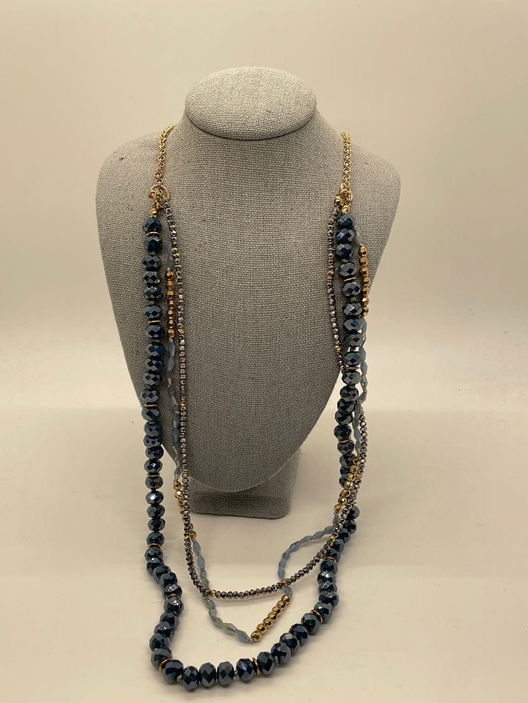 Blue Beaded Layer Necklace