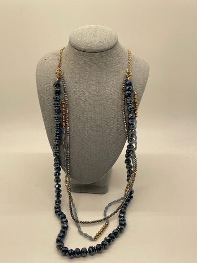 Blue Beaded Layer Necklace