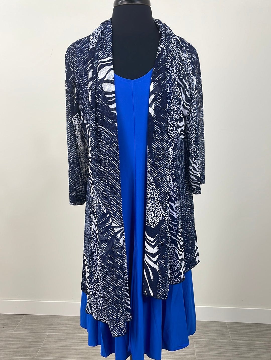 Navy & White Mesh Cardigan