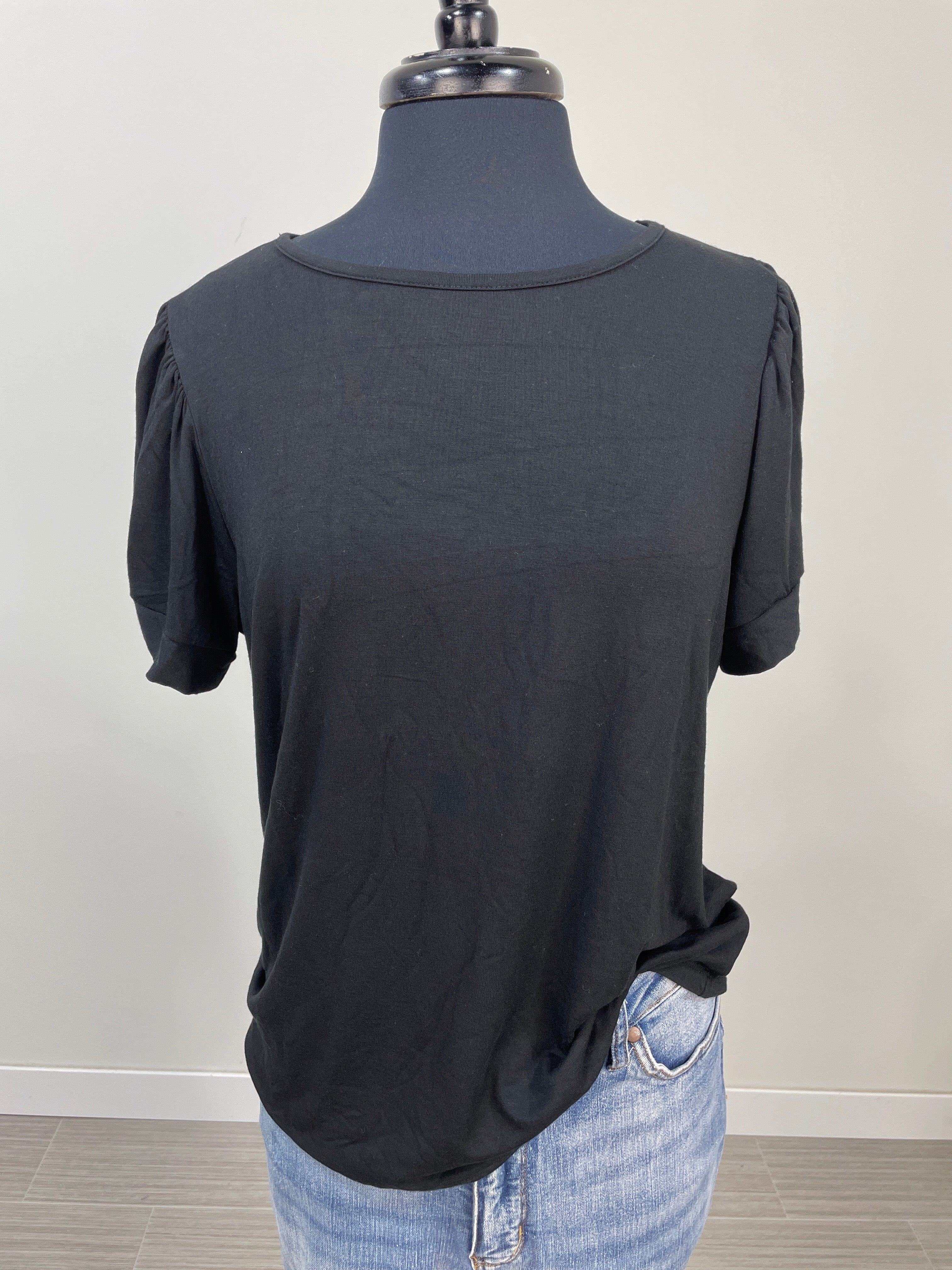 Black Twisted Hem Short Sleeve Top