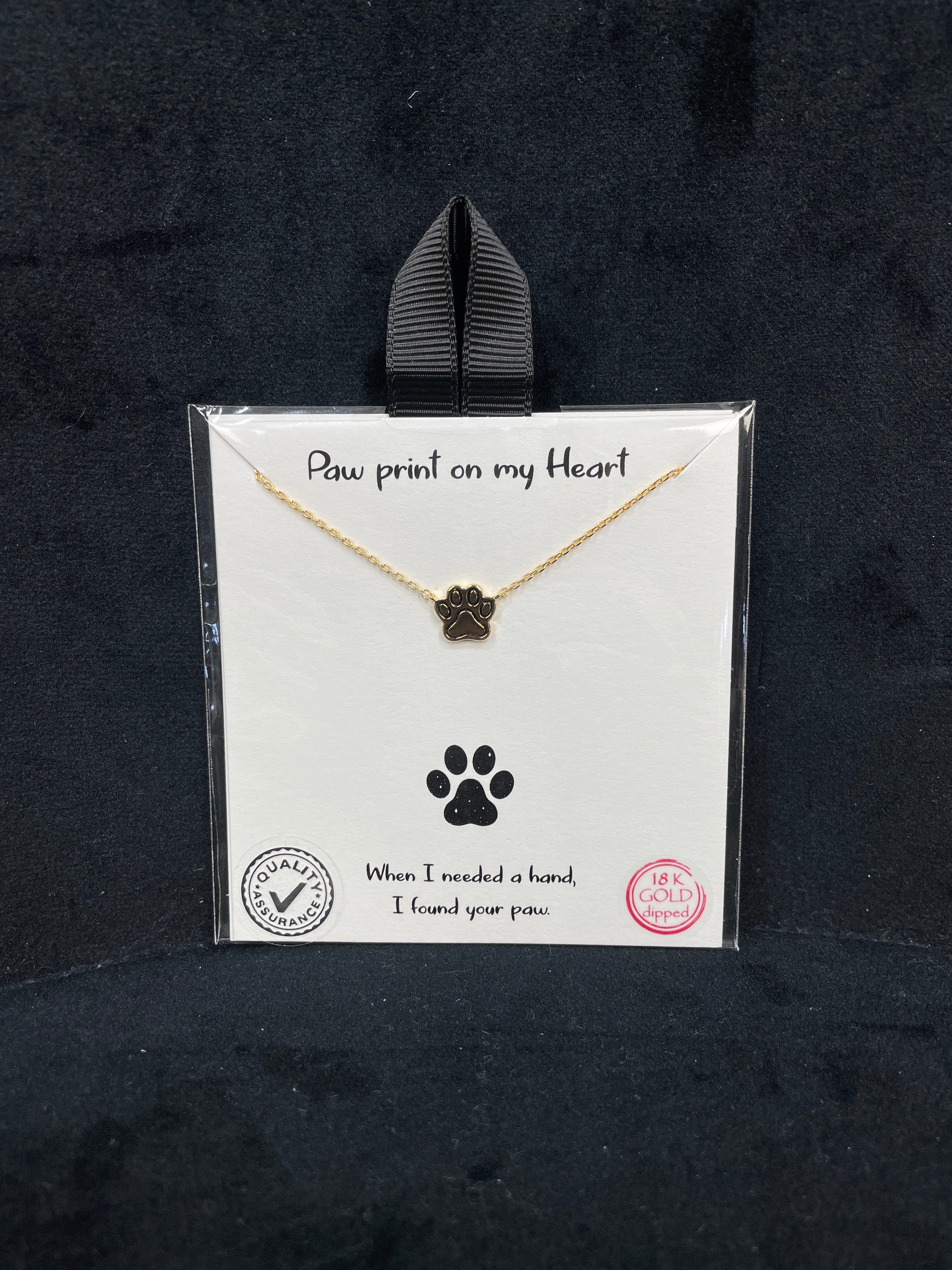Paw Print On My Heart Necklace - Gold