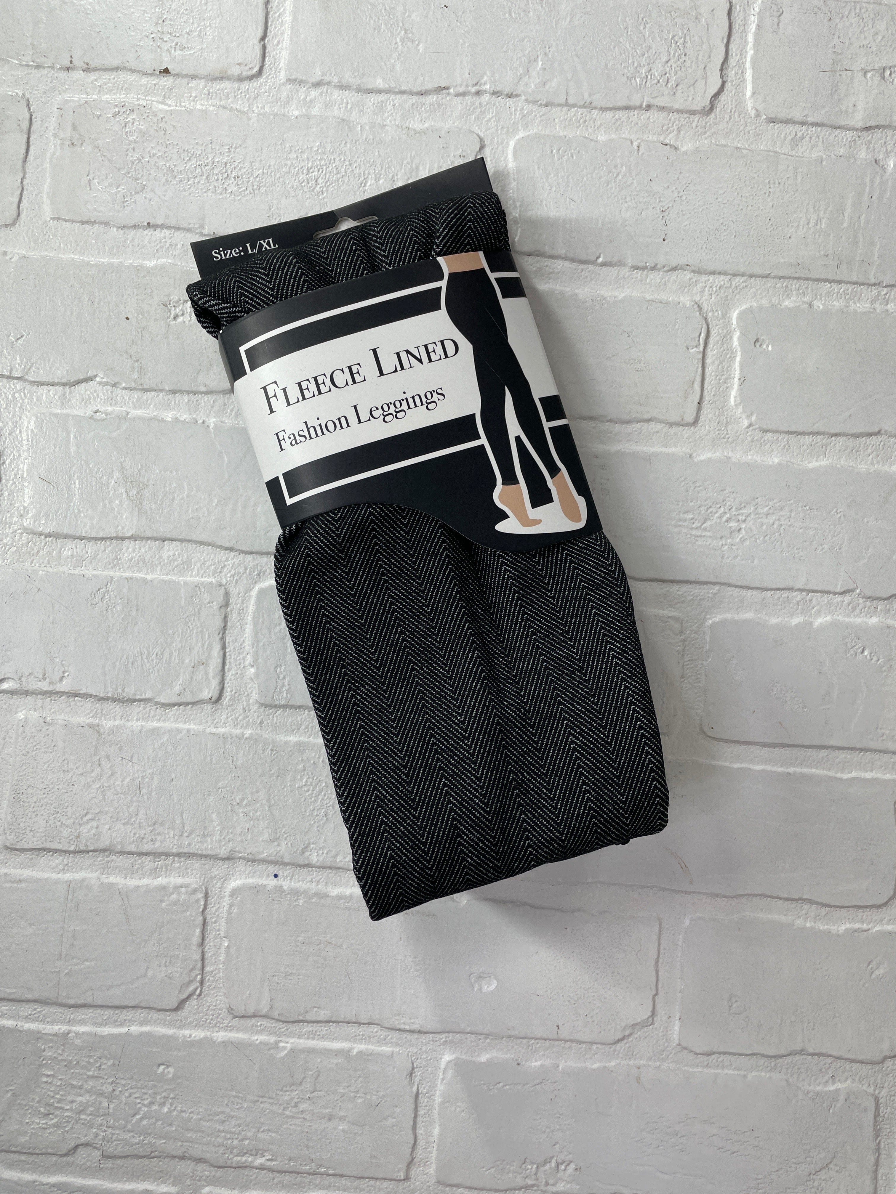 Black Herringbone Fleece Legging