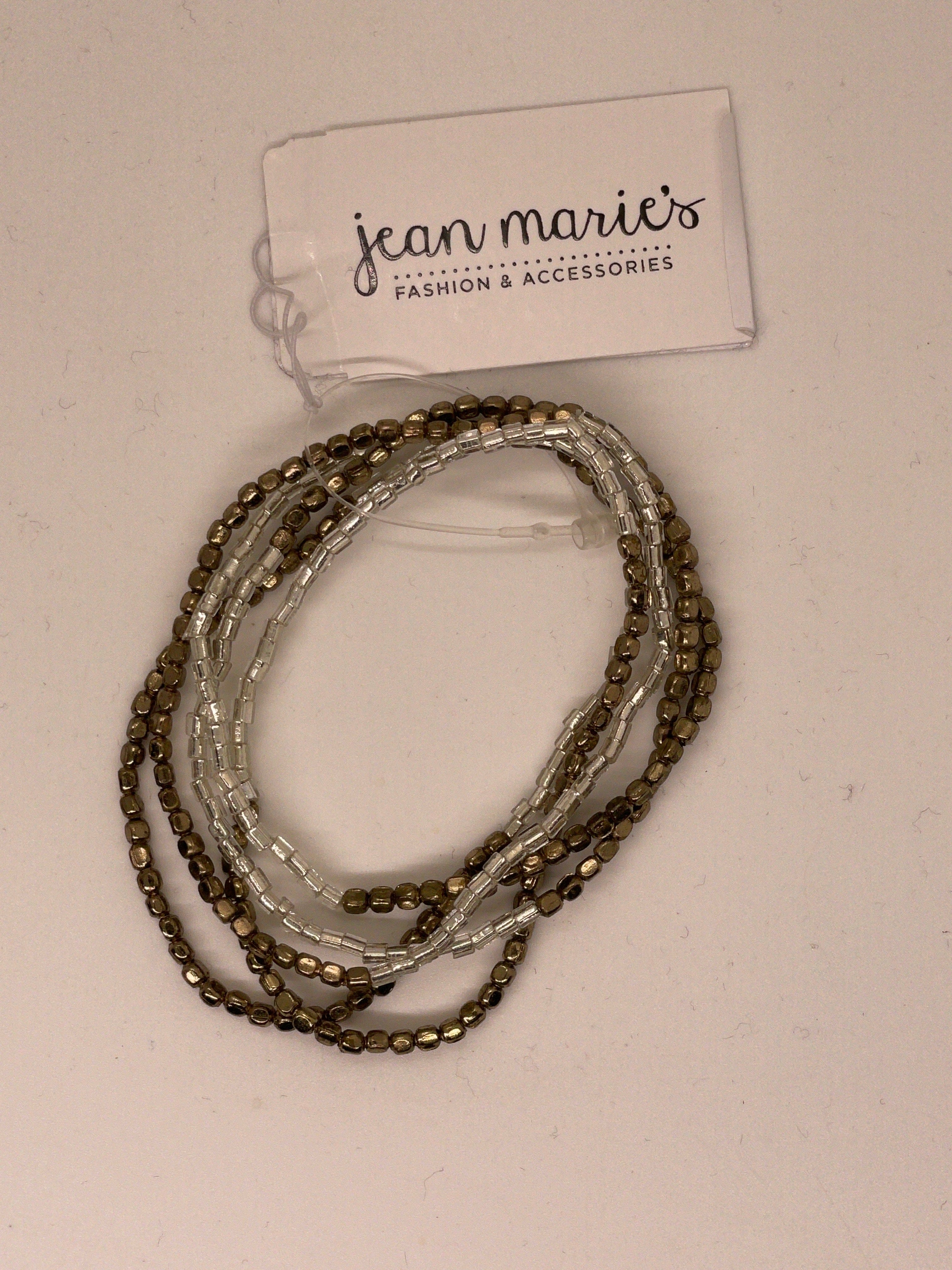 Silver Delicate Bead Bracelet Set