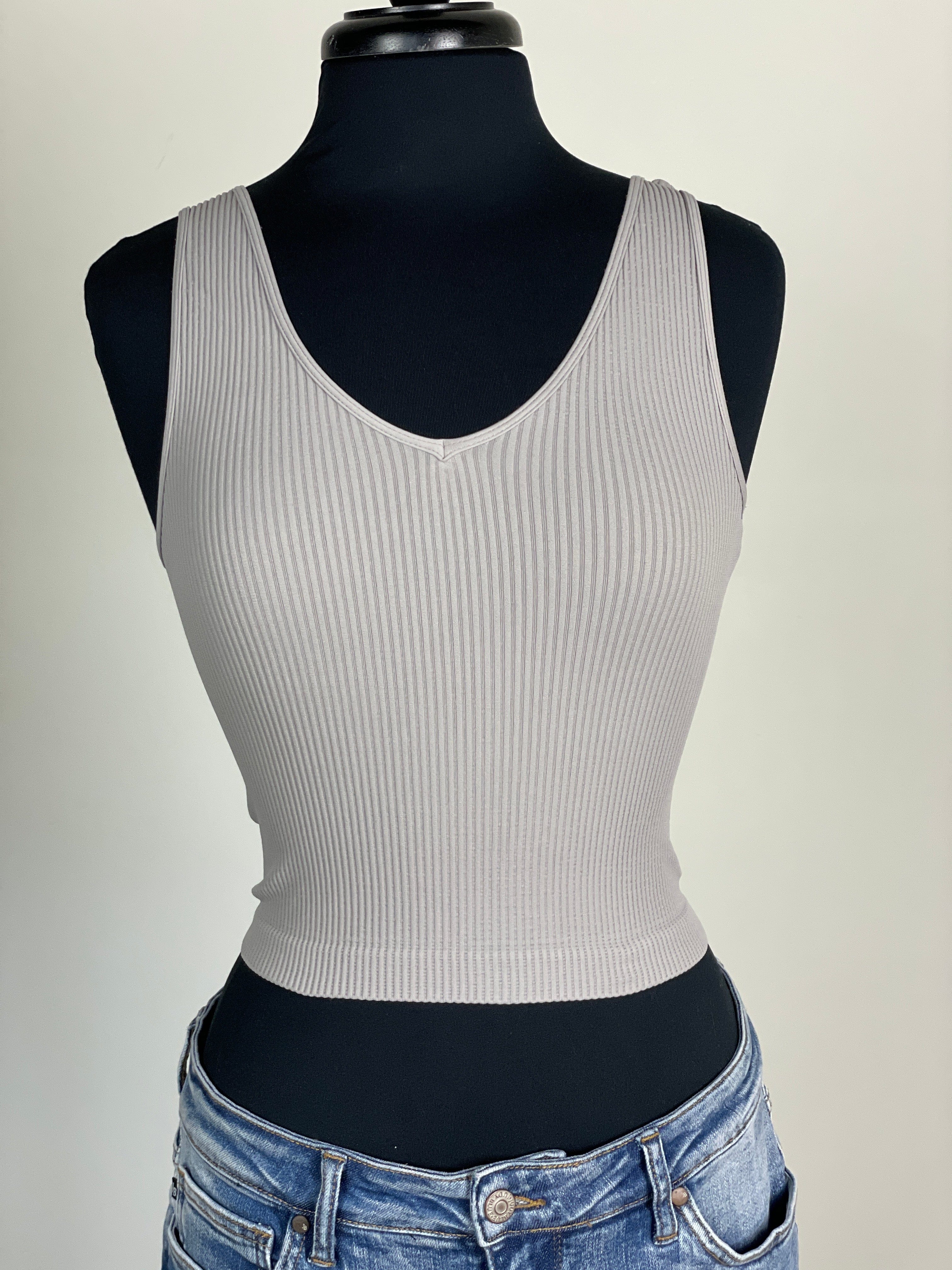 Paloma Grey Rev. Ribbed Crop Top