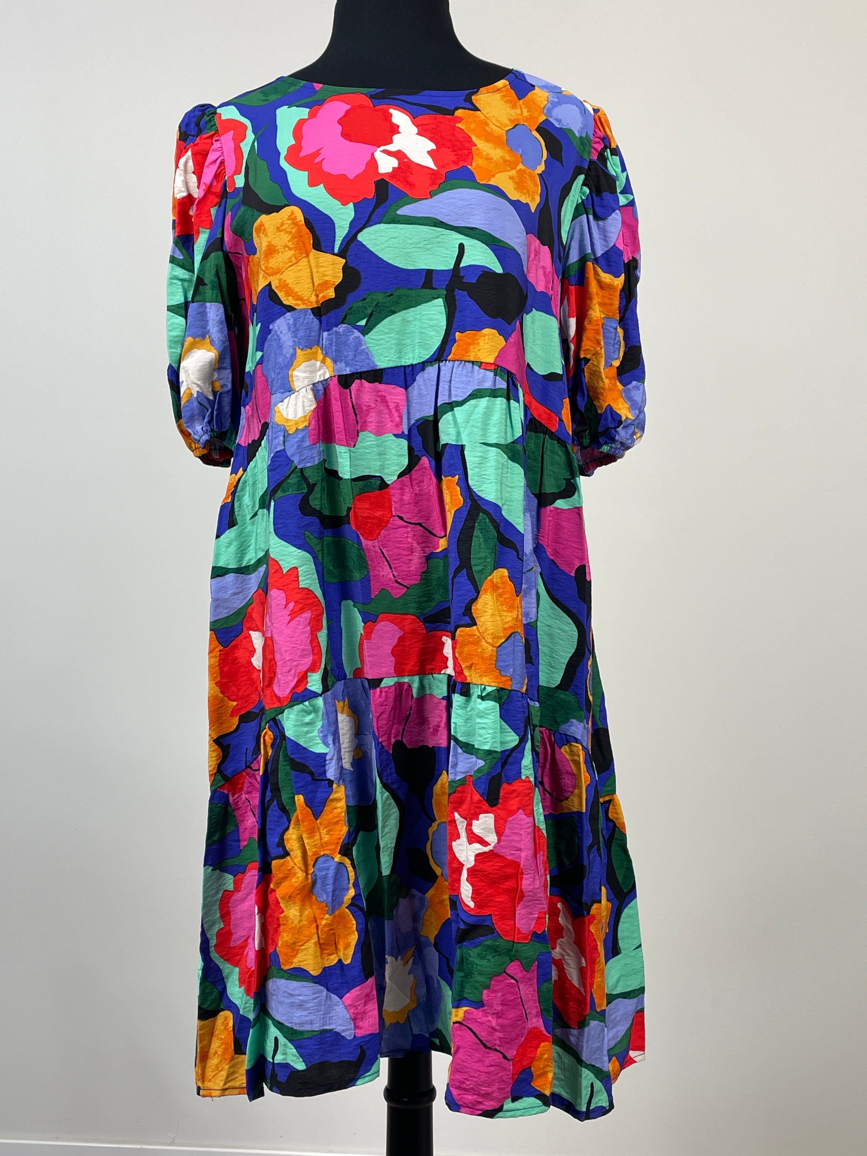Multi Floral Puff Sleeve Dress