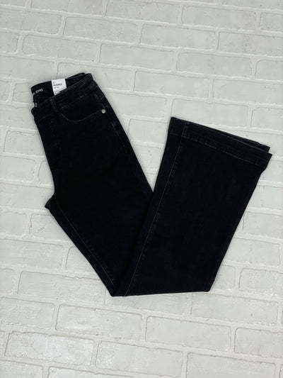 Audrey Pull On Flare Jeans - Dusty Black