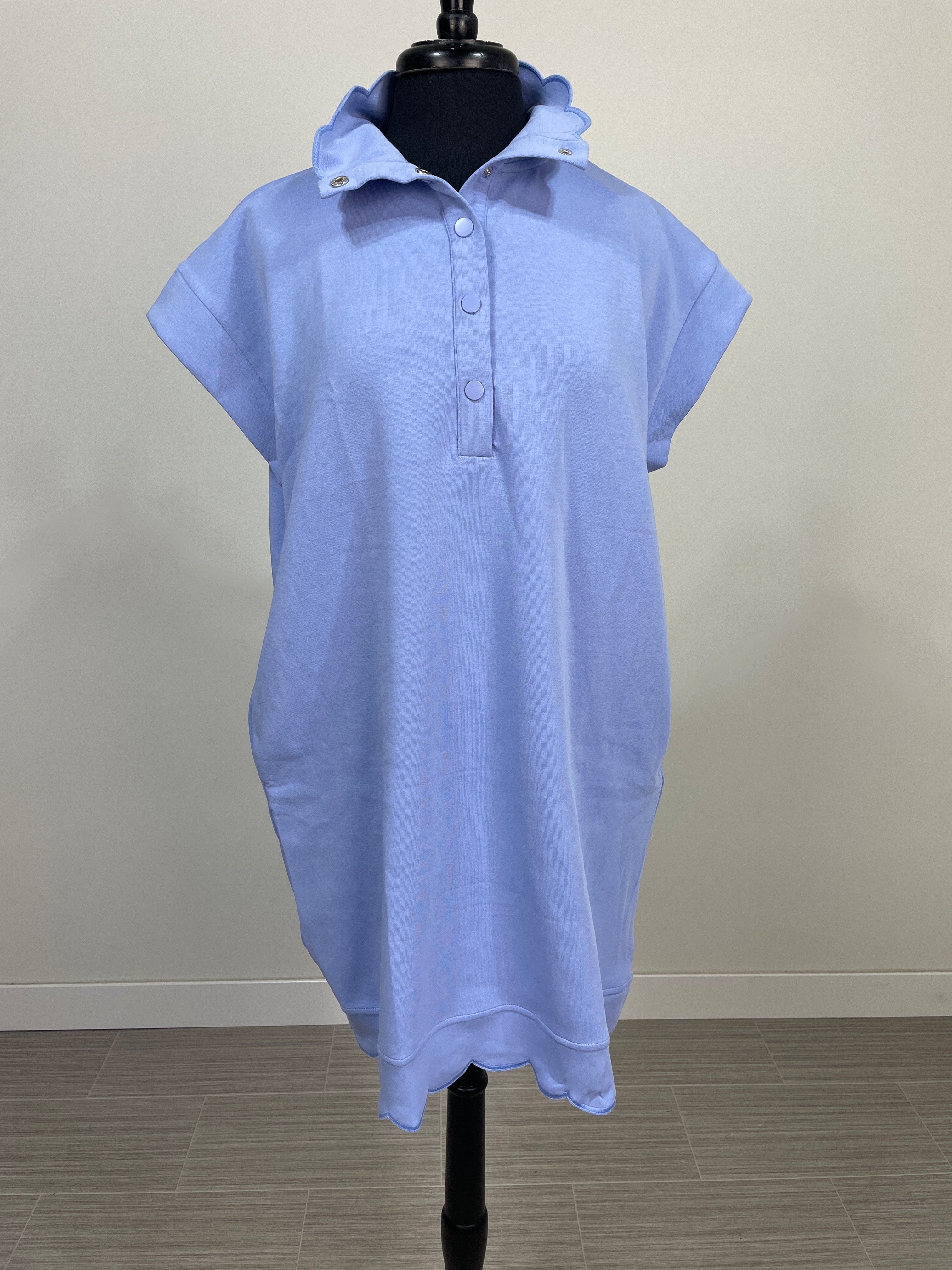 Blue Scallop Collar & Hem Dress