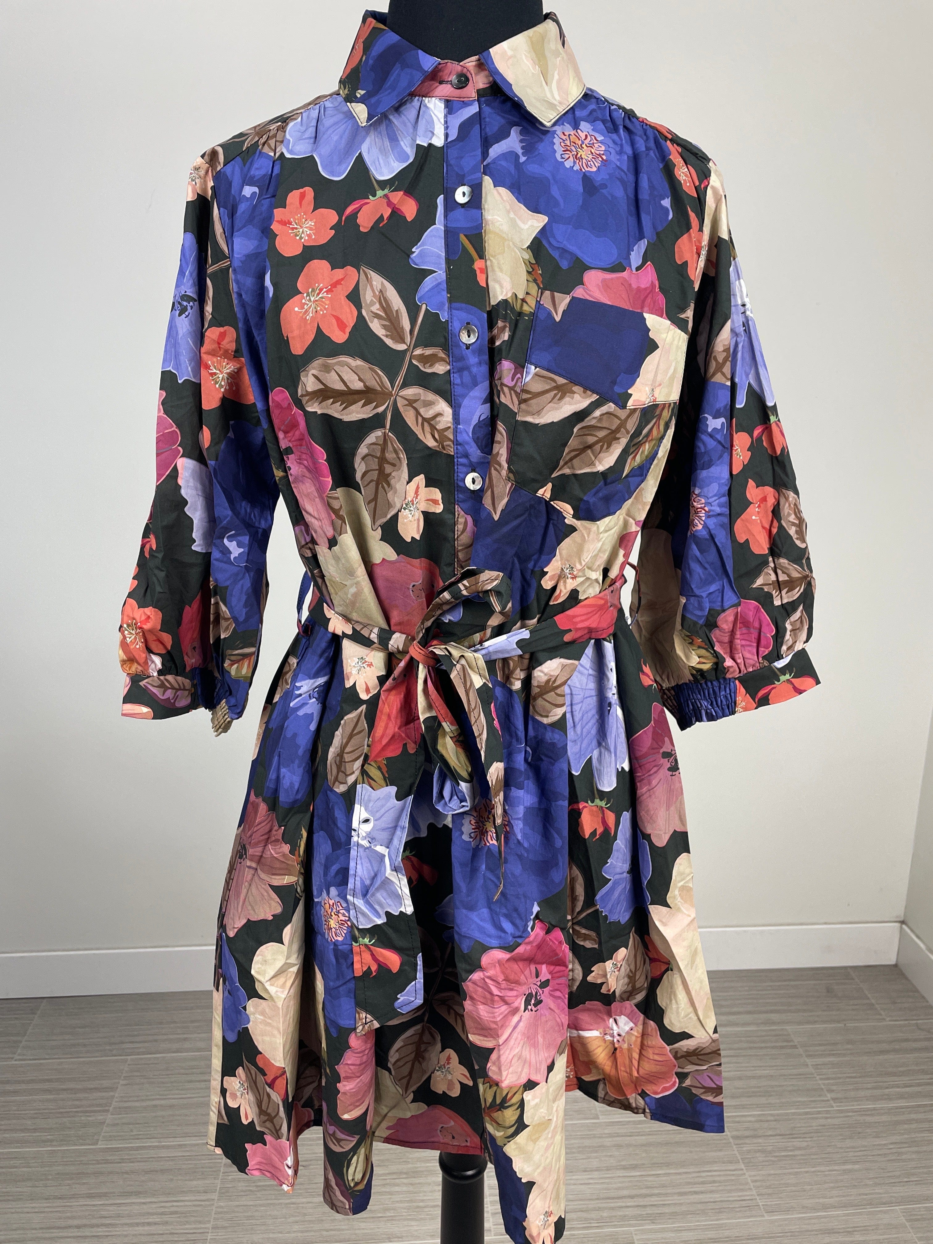 Midnight Floral Button Up Dress