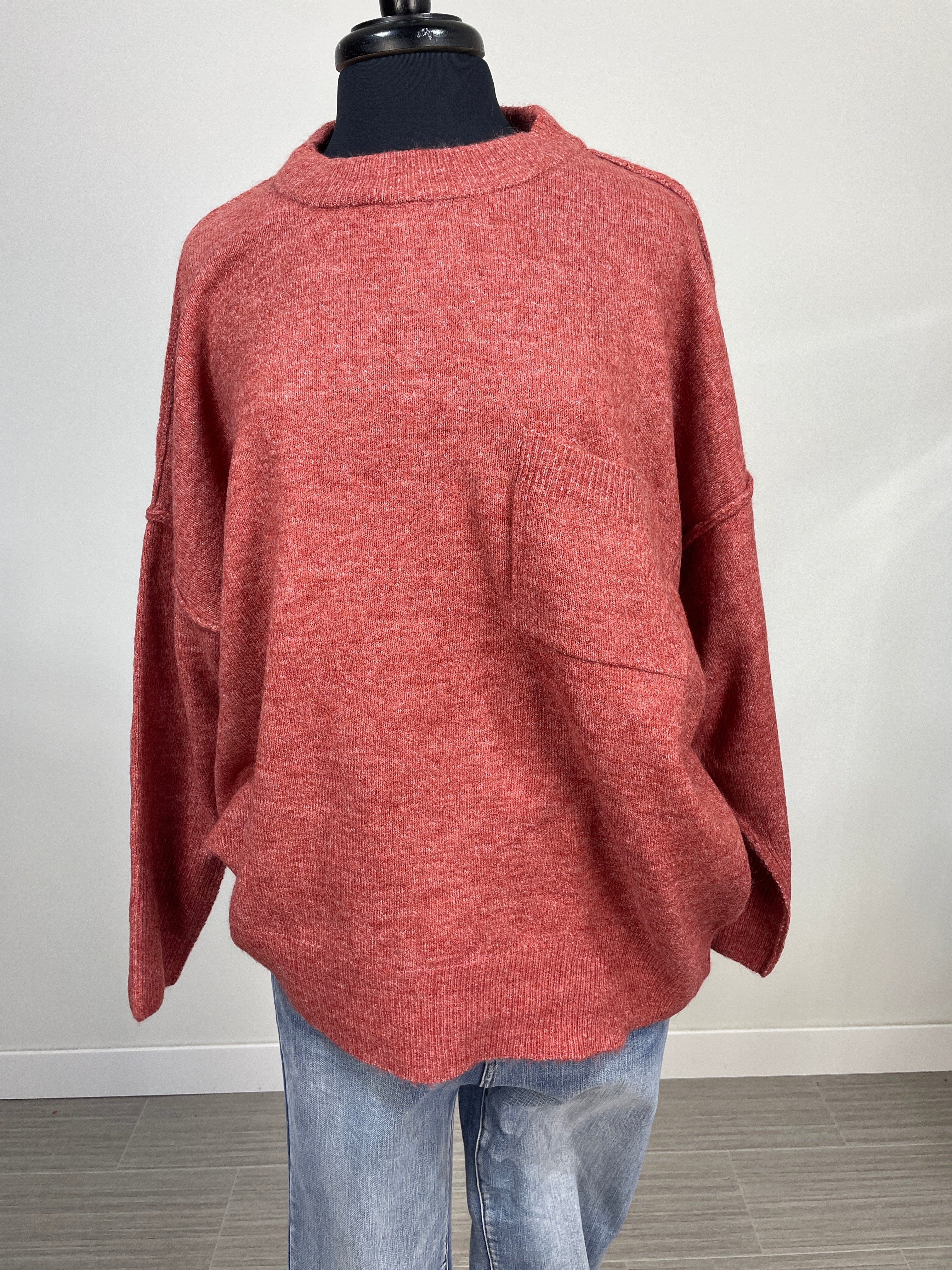 Heathered Rust Hi-Low Sweater