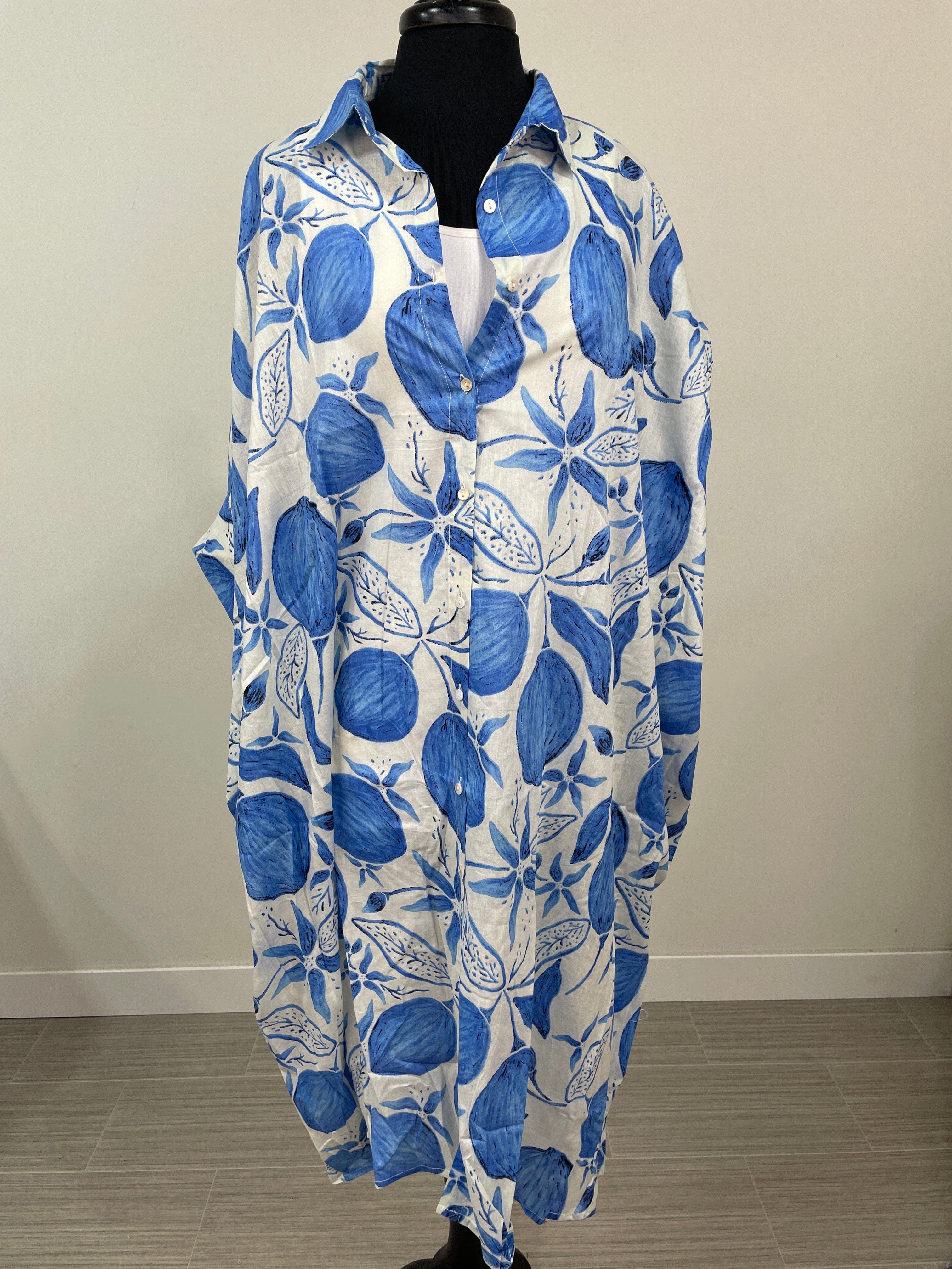 Blue Citrus Shirt Dress