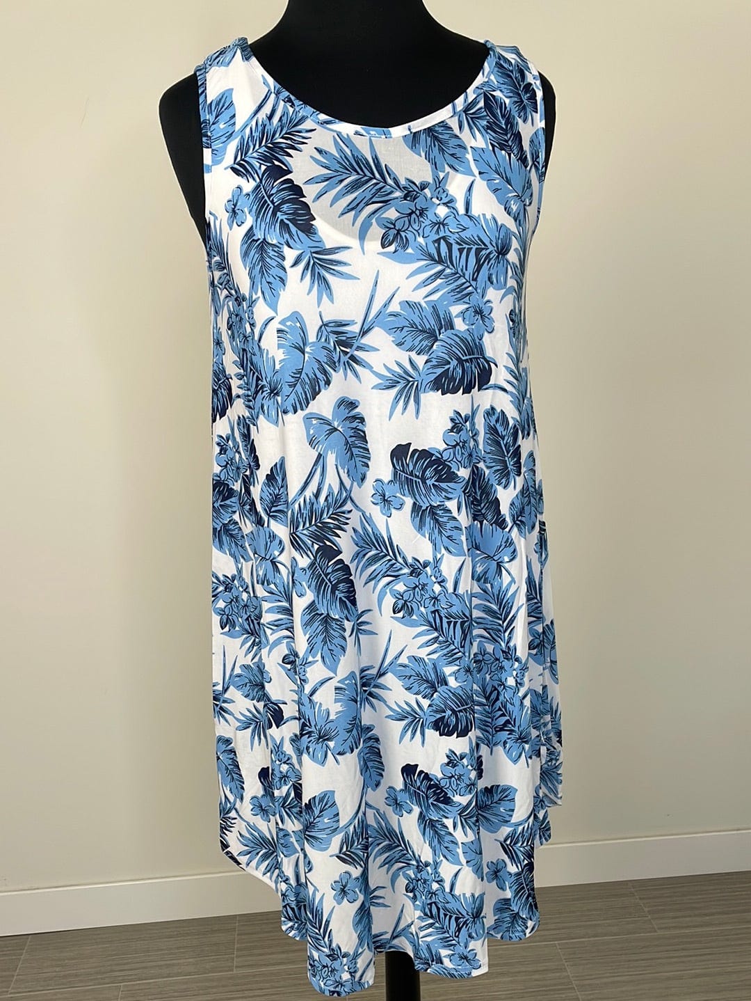 Blue Palms Umbrella Sleeveless Dress