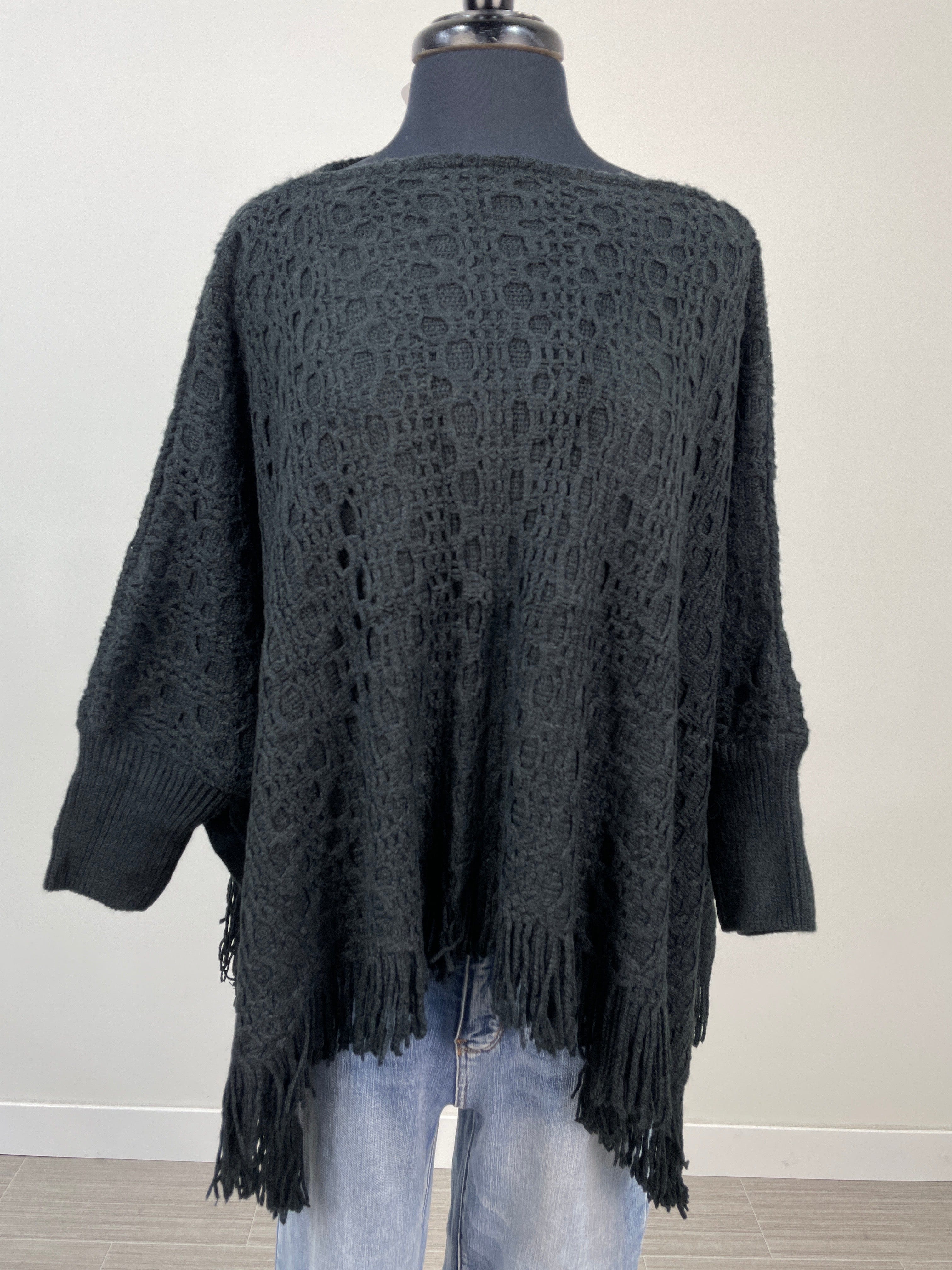 Black Crochet Pullover