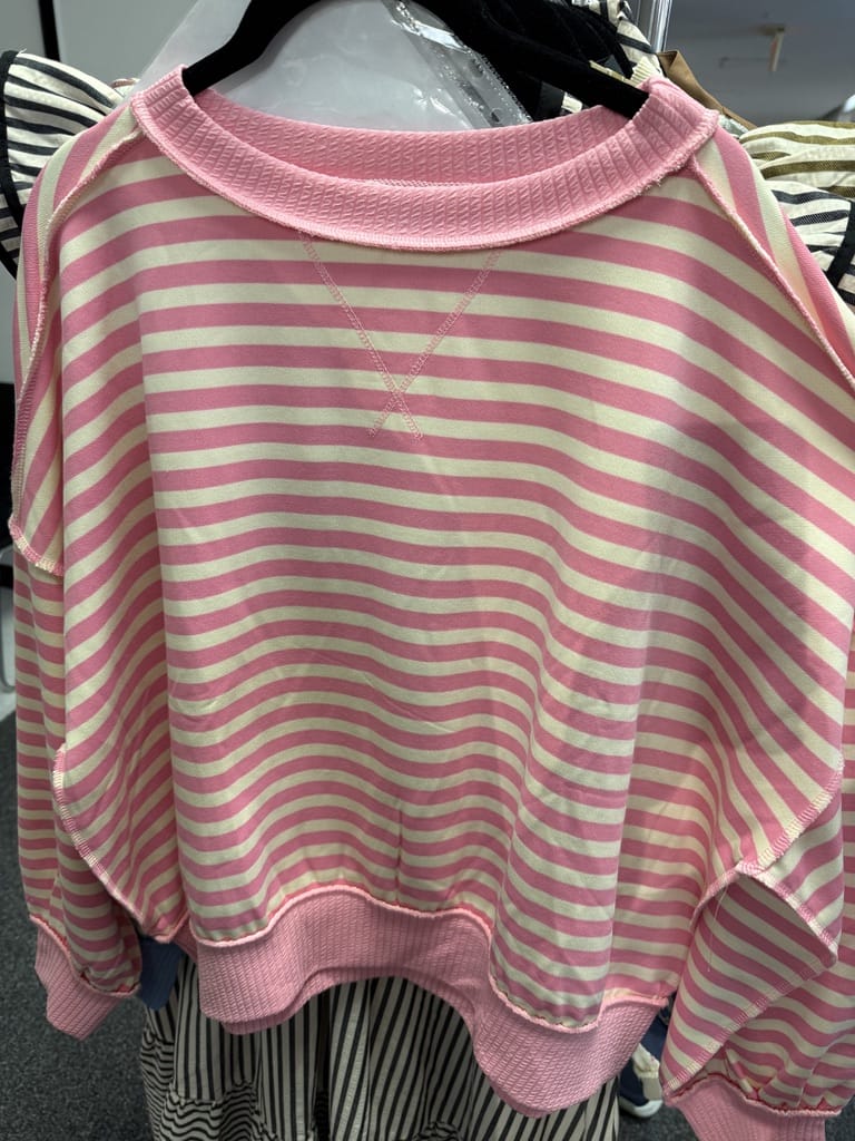 Pink with Cream Stripes Sweater