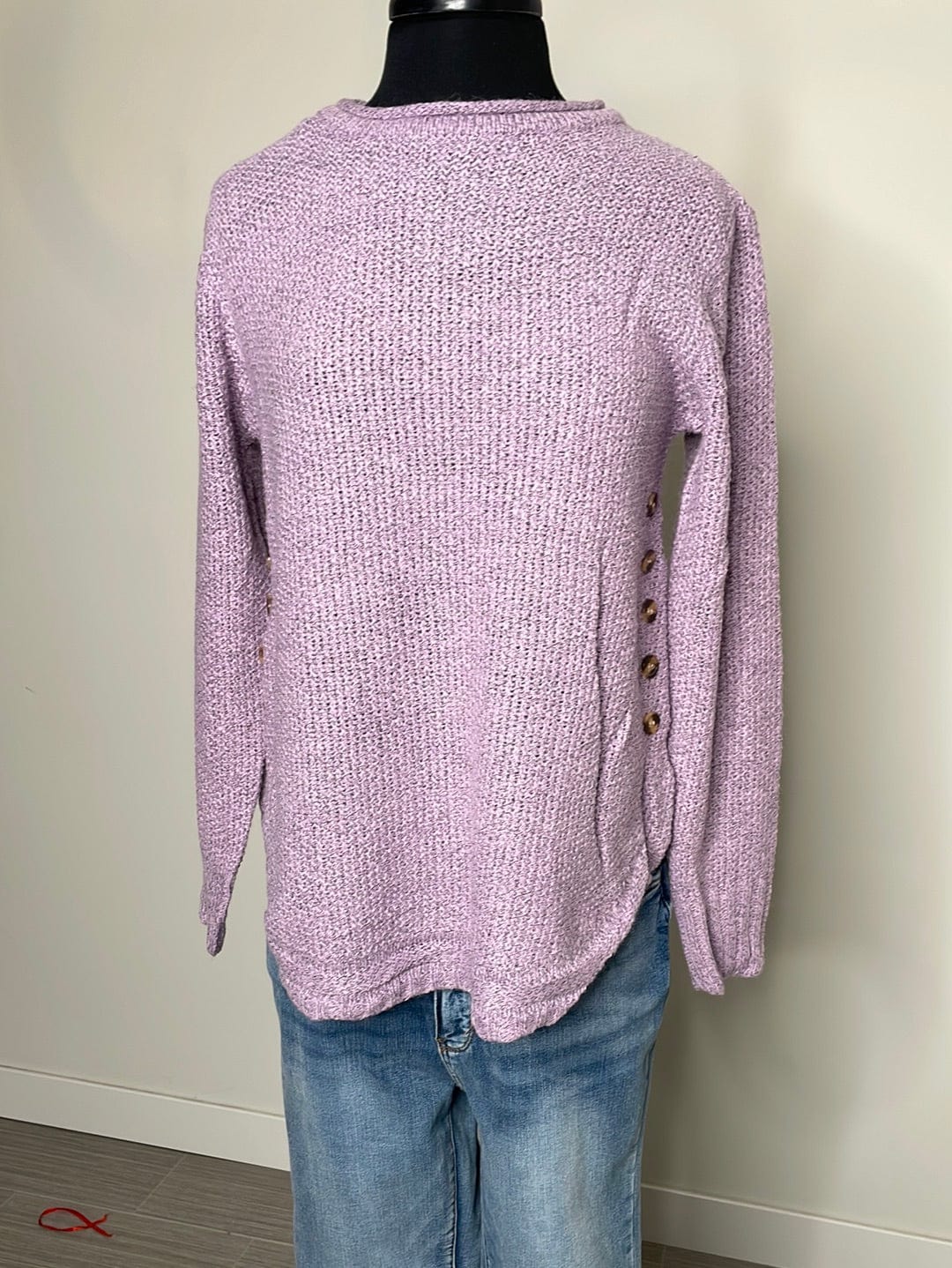 Lavender Sweater w/Side Button Detail