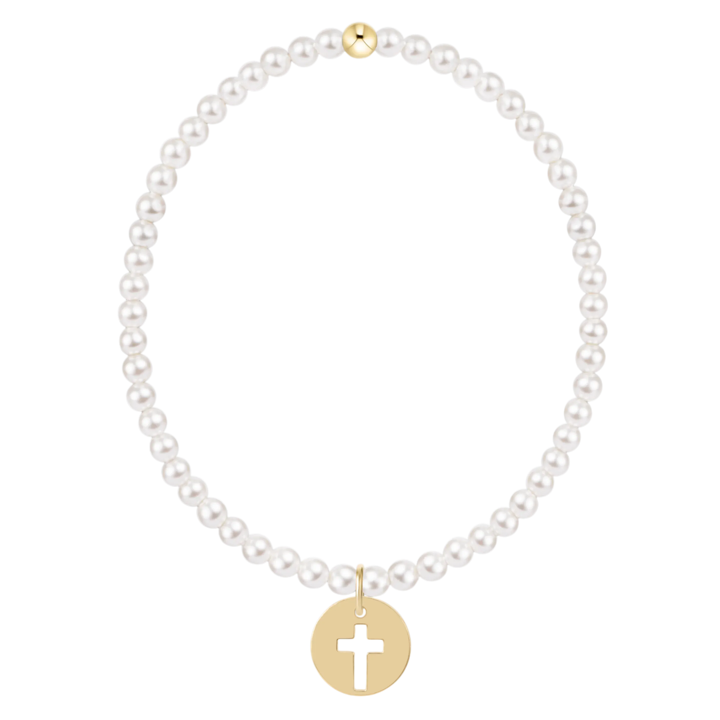 Classic Pearl 3mm Bracelet - Blessed Gold Disc