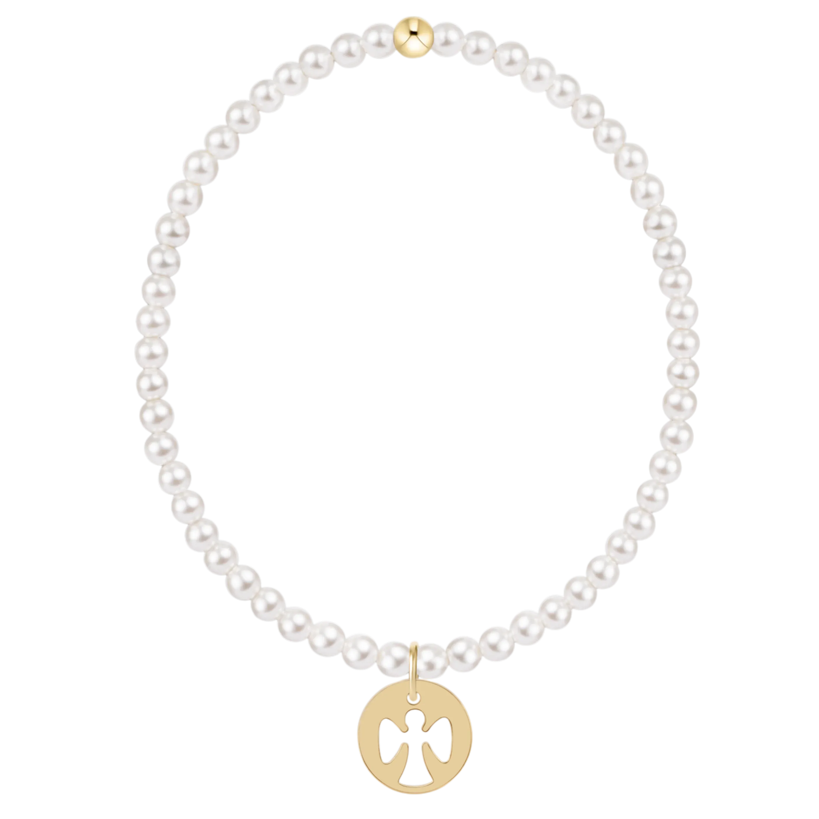 Classic Pearl 3mm Bracelet - Guardian Angel Gold Disc