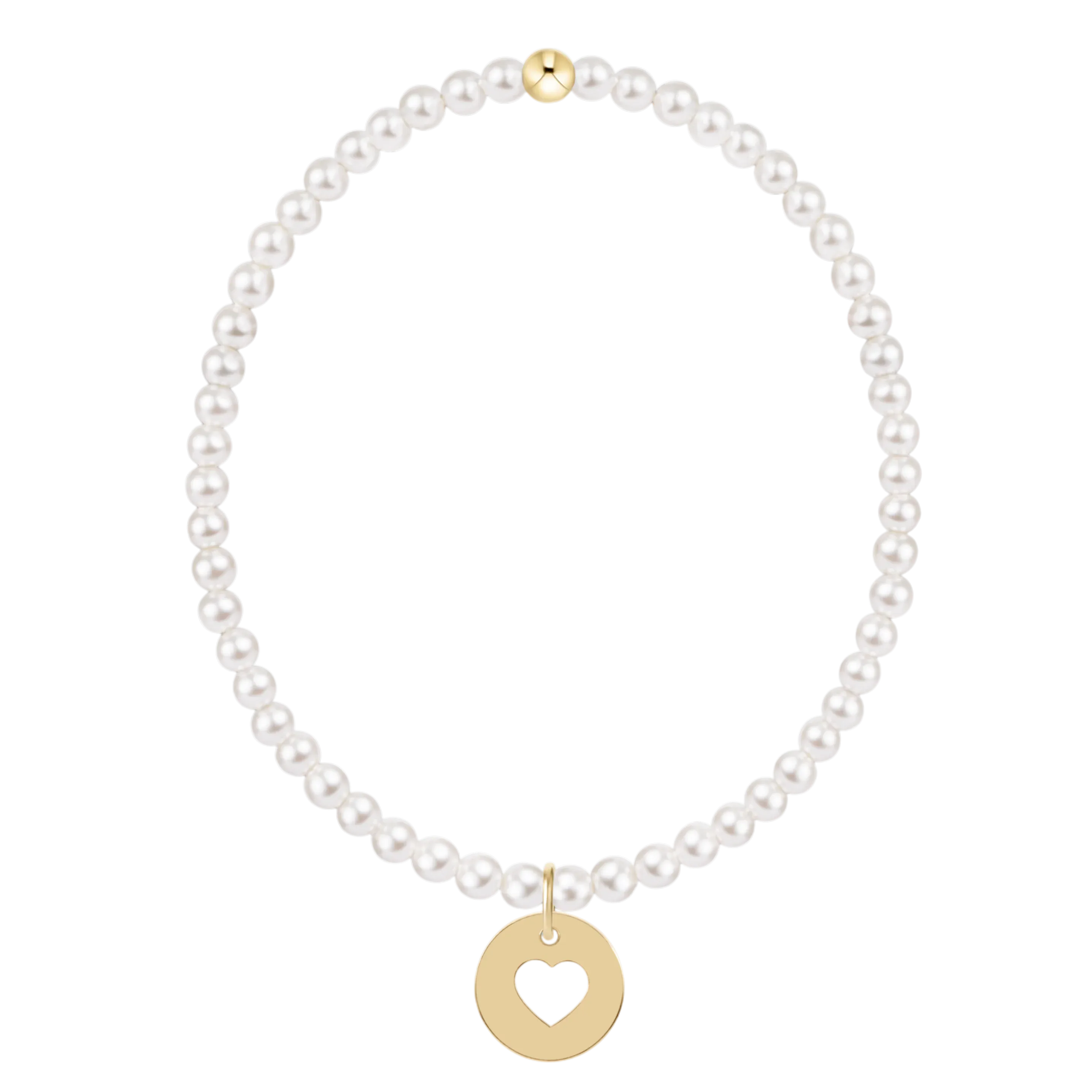 Classic Pearl 3mm Bracelet - Love  Gold Disc