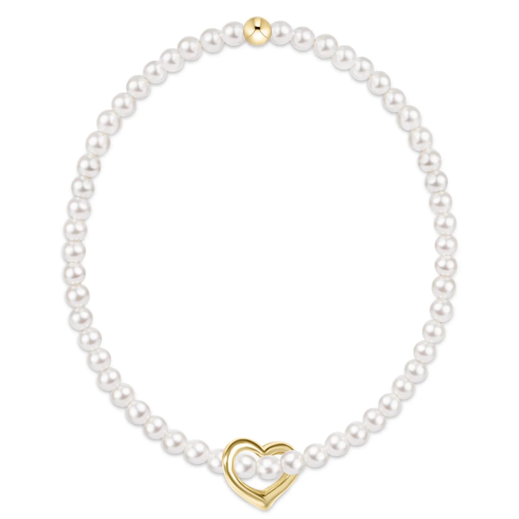Classic Pearl 3mm Bracelet - Love  Gold Charm