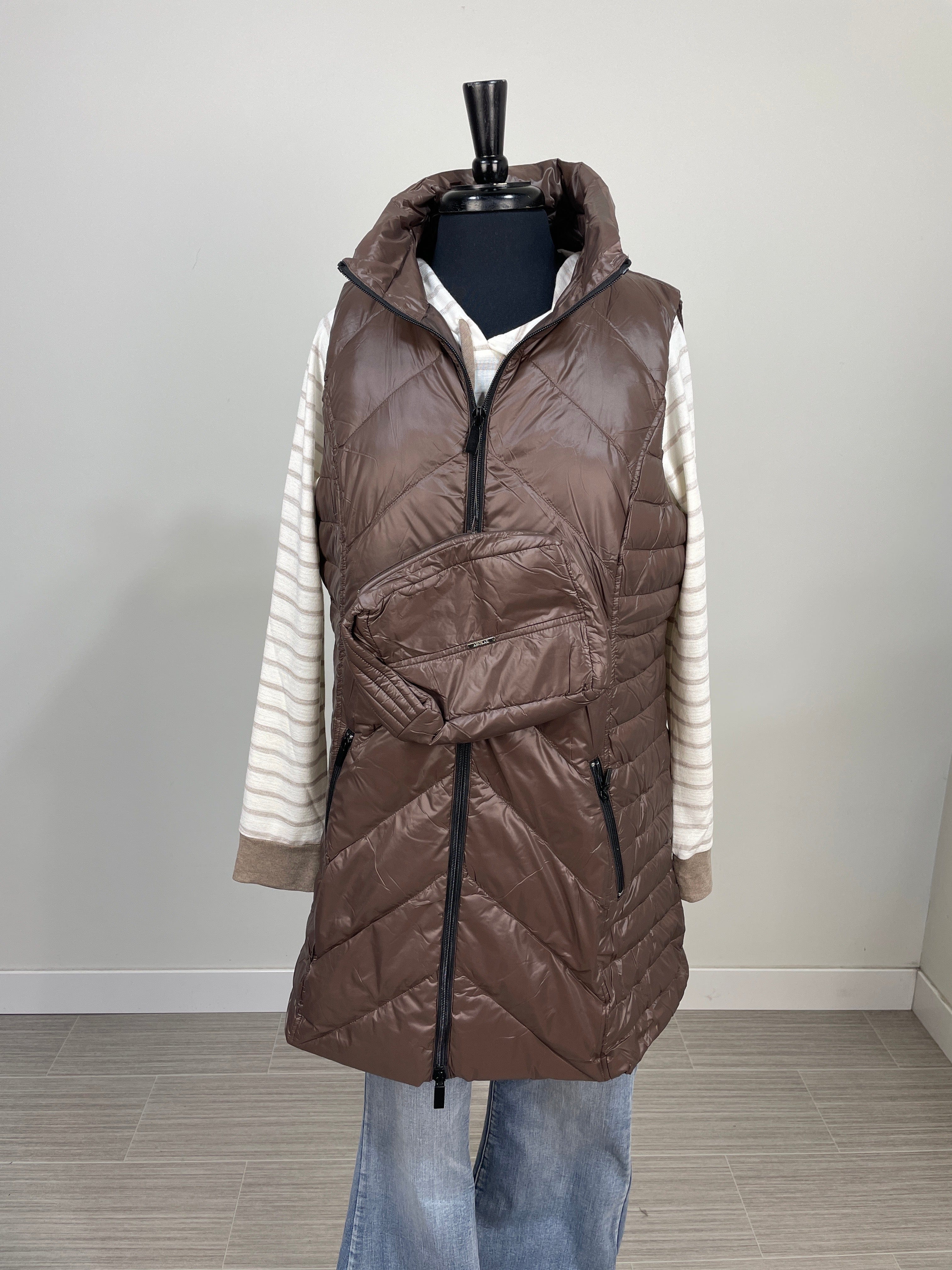 Goose Down Chocolate Anorak Vest