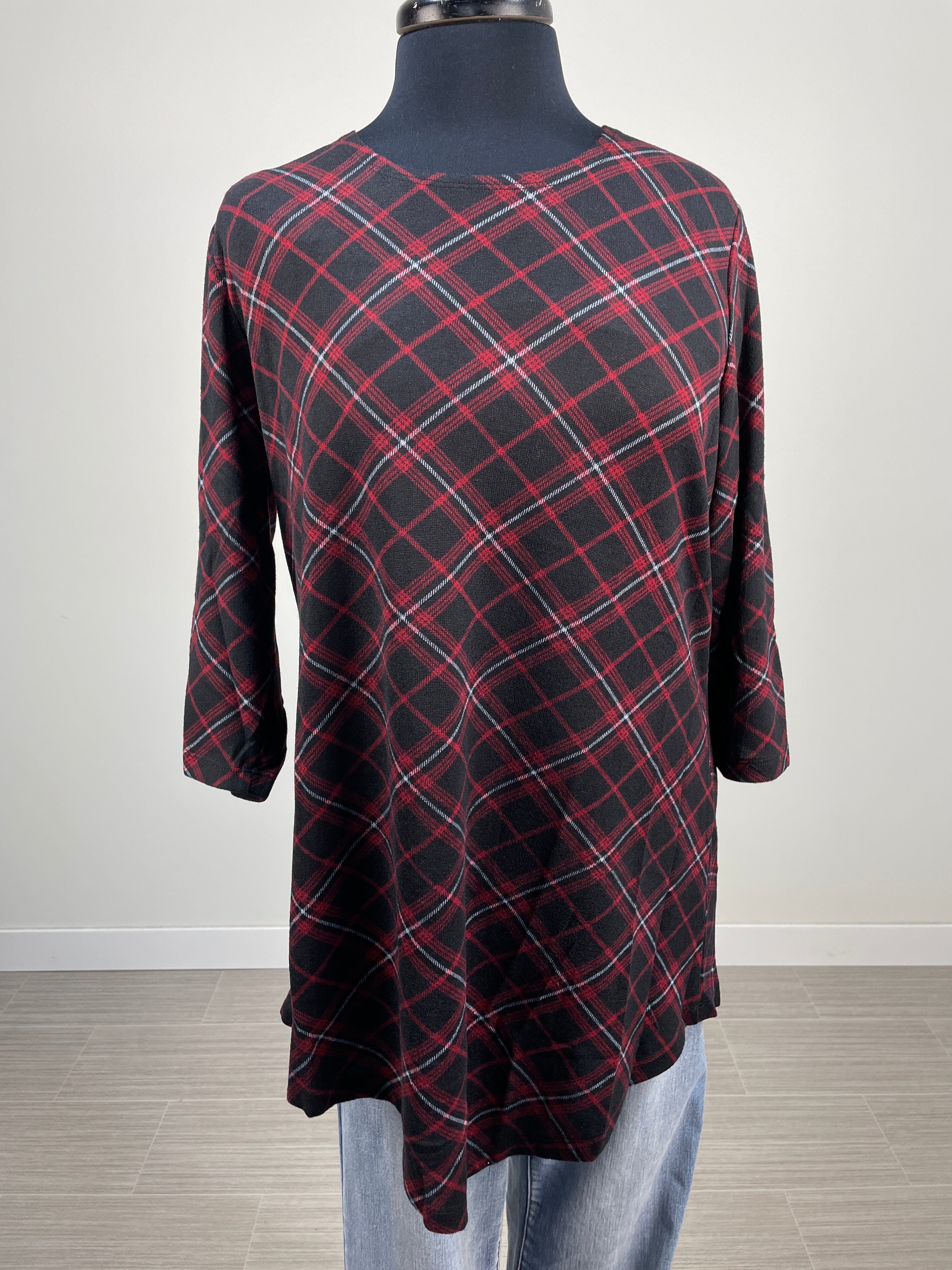 Red Plaid Tunic Top