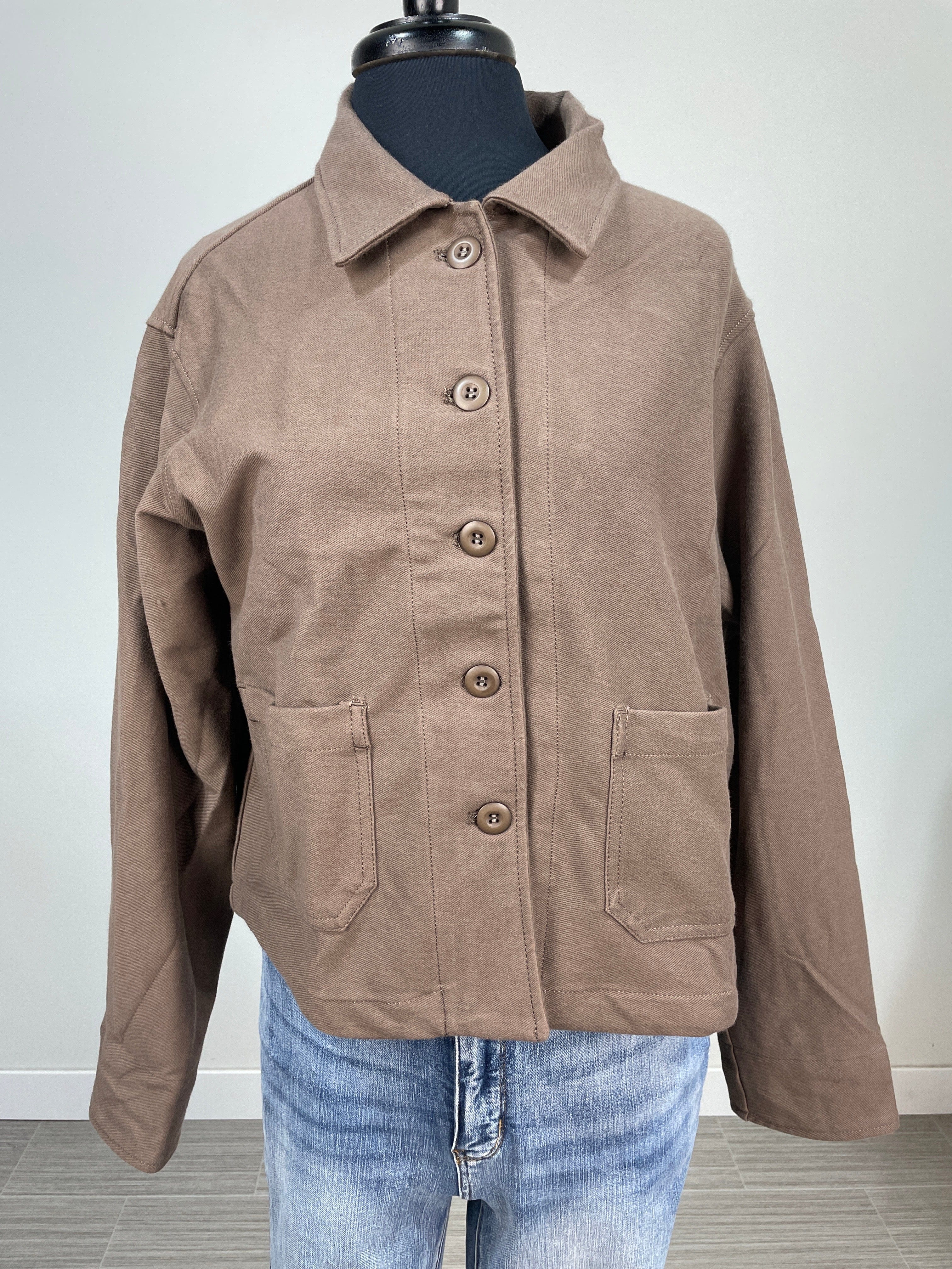 Coffee Cotton Twill Jacket