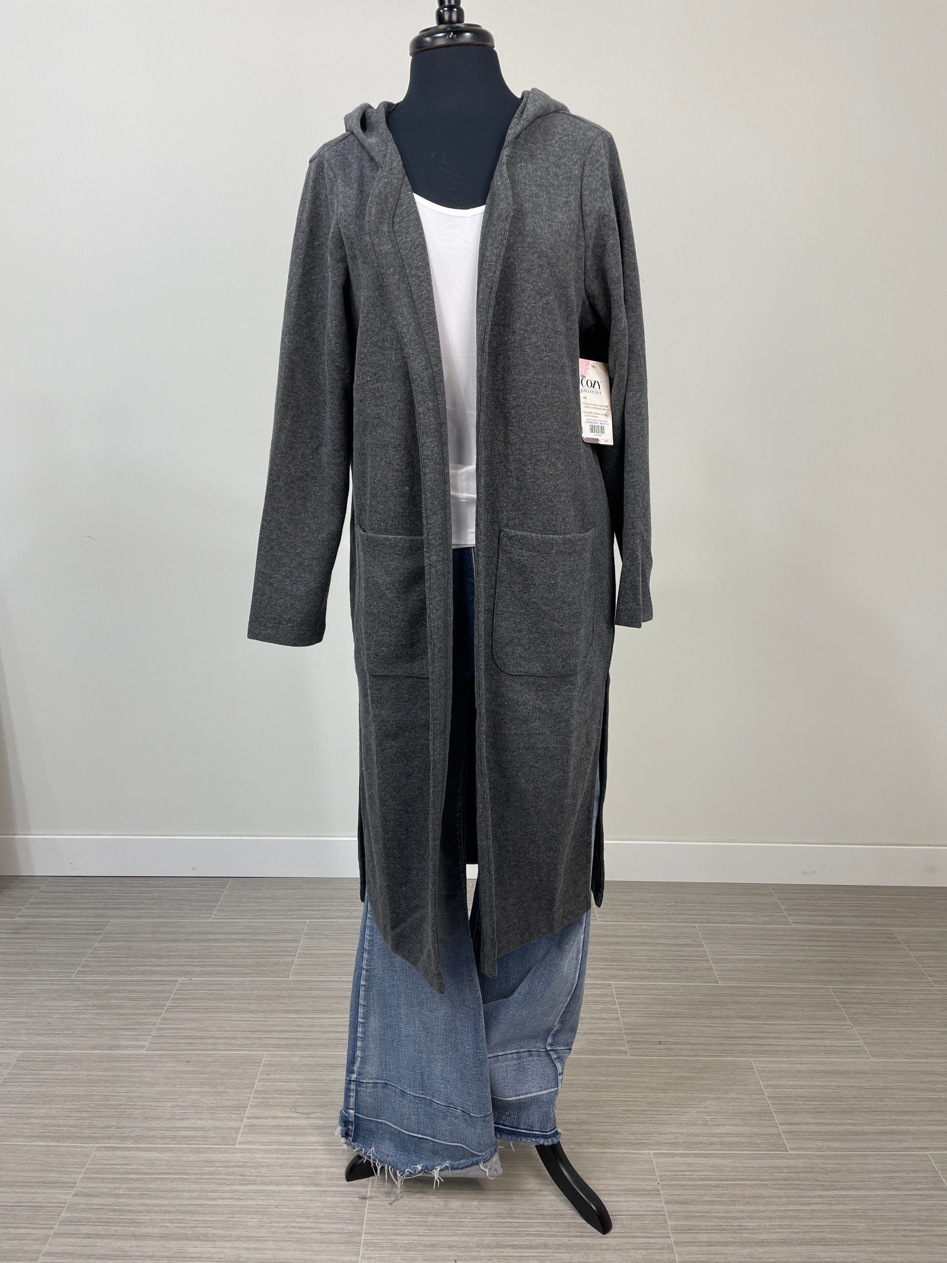 Heathered Charcoal Cozy Hooded Cardigan