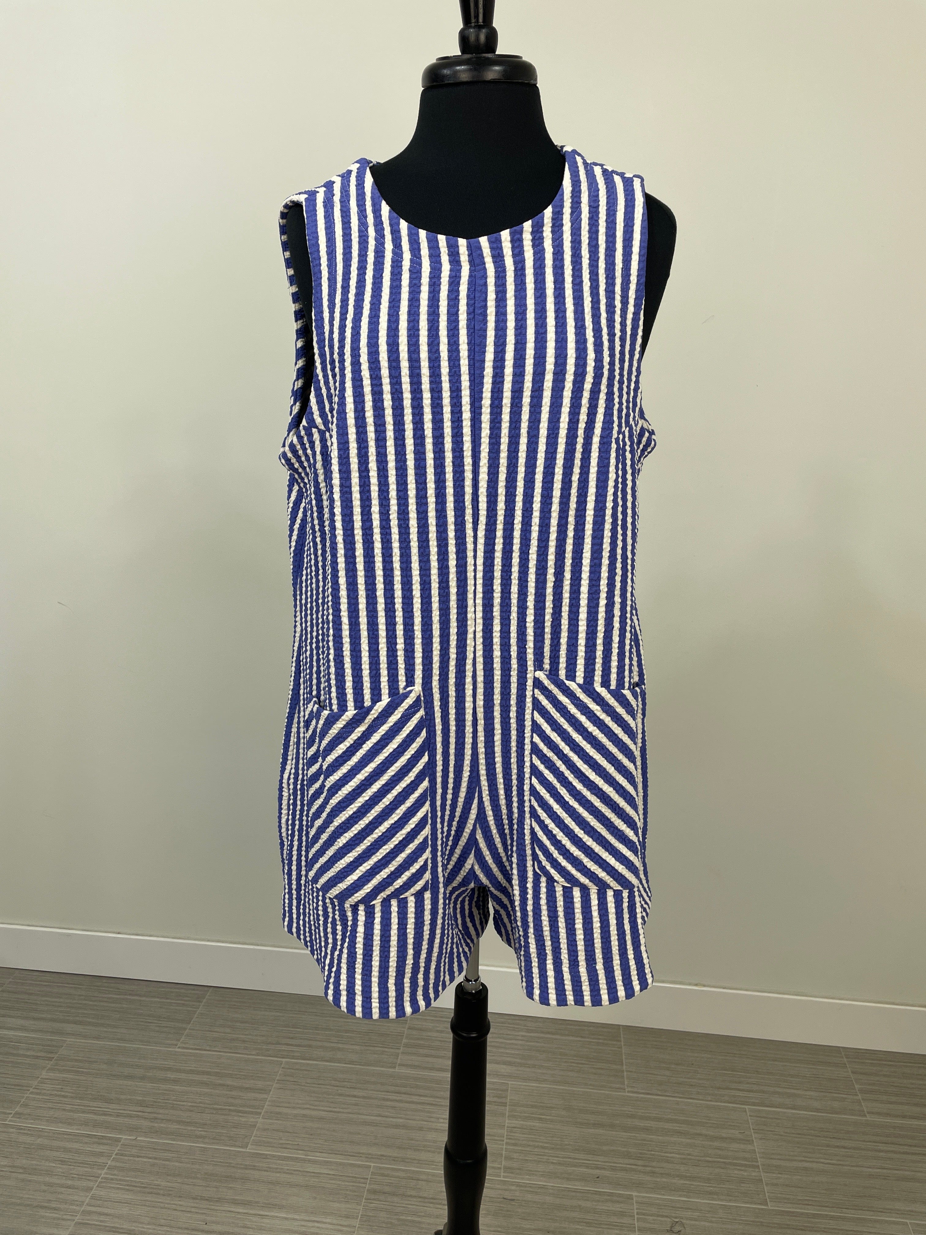 Orchid Blue Stripe Knit Romper
