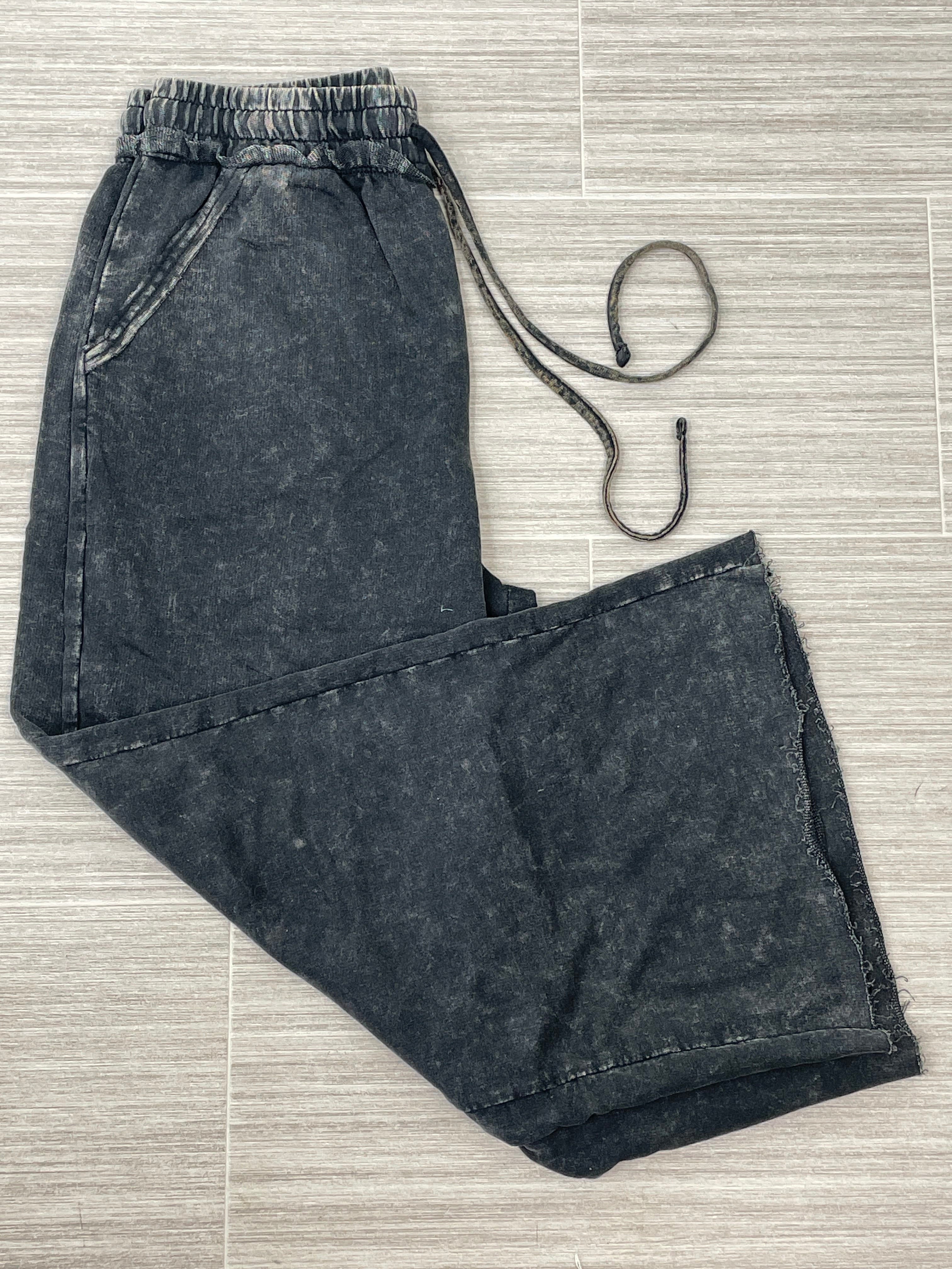 Ash Black Washed French Terry Palazzo
