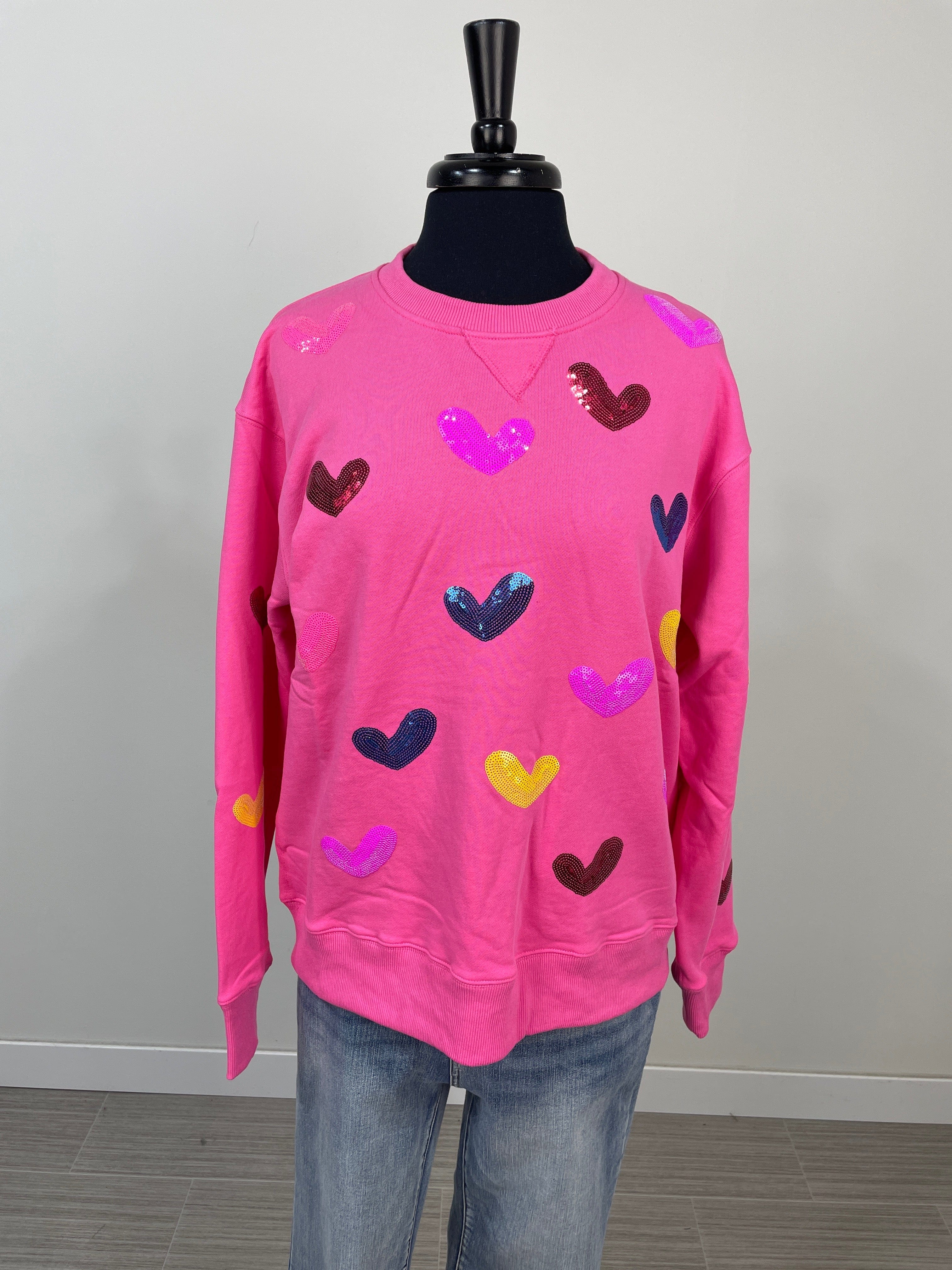 Fuchsia Sequins Heart Pullover