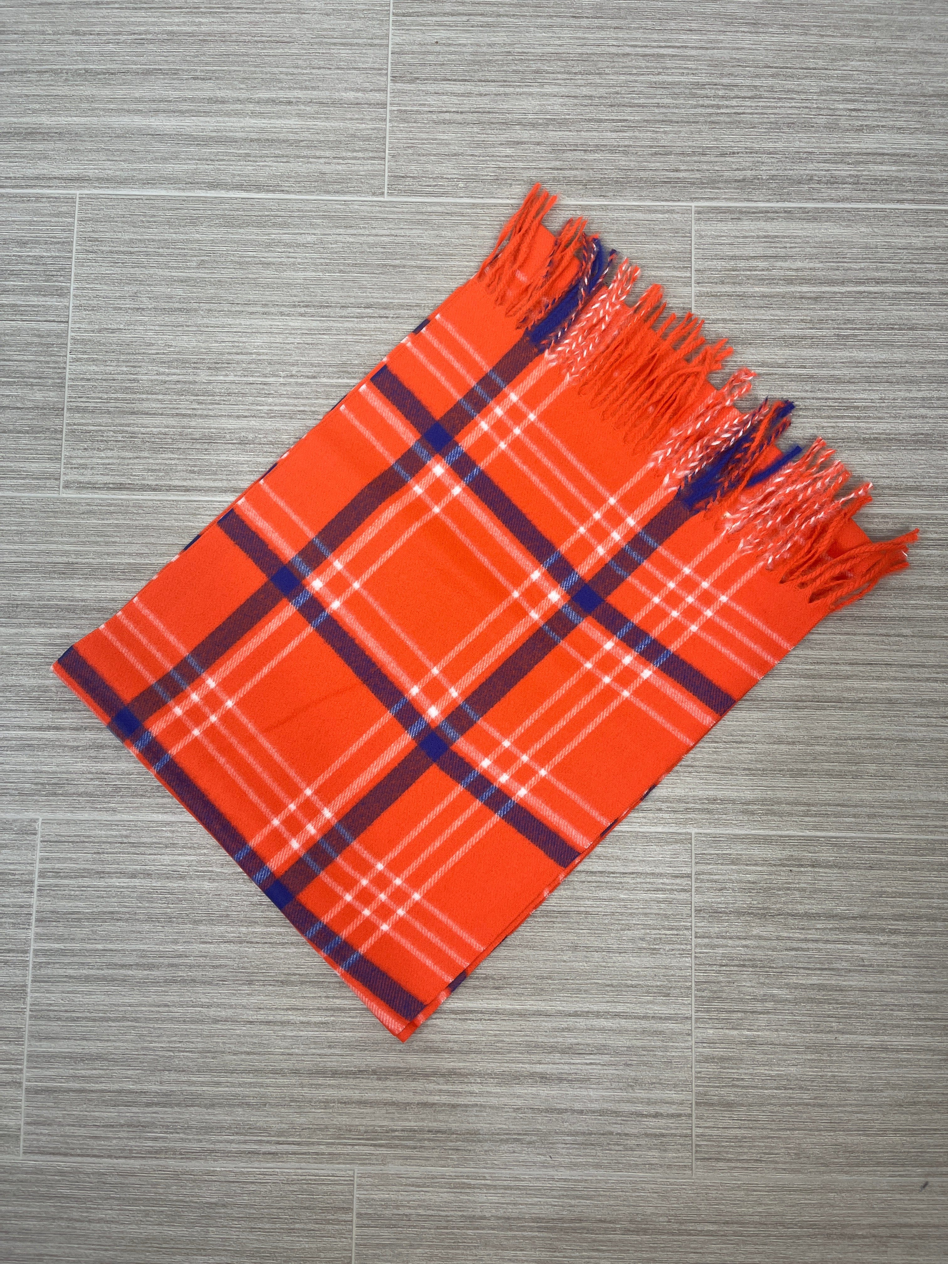 Orange Plaid Cashmere Feel Scarf
