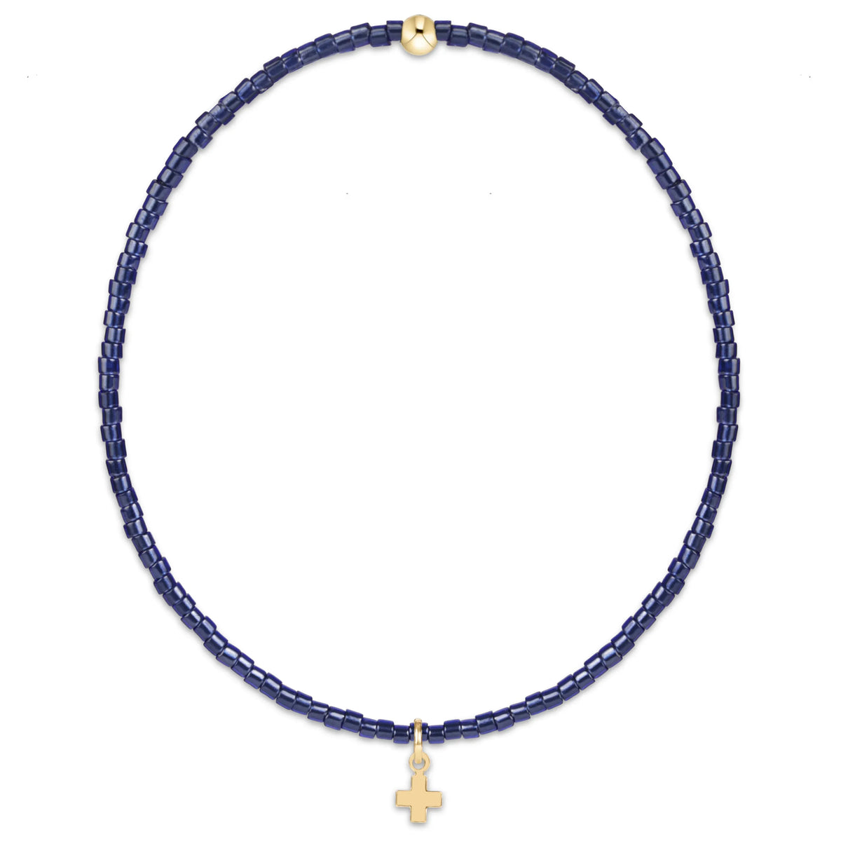 Hope Classic Navy Bracelet - Signature Cross Small Gold Charm
