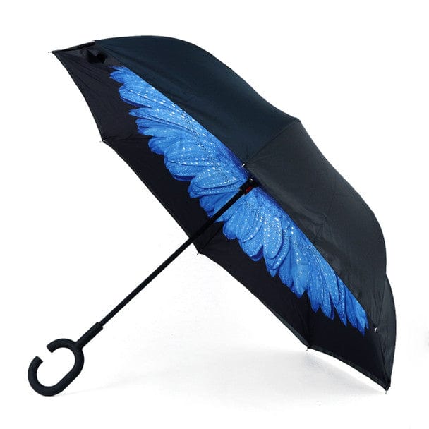 Deep Blue Flower Reversible Umbrella