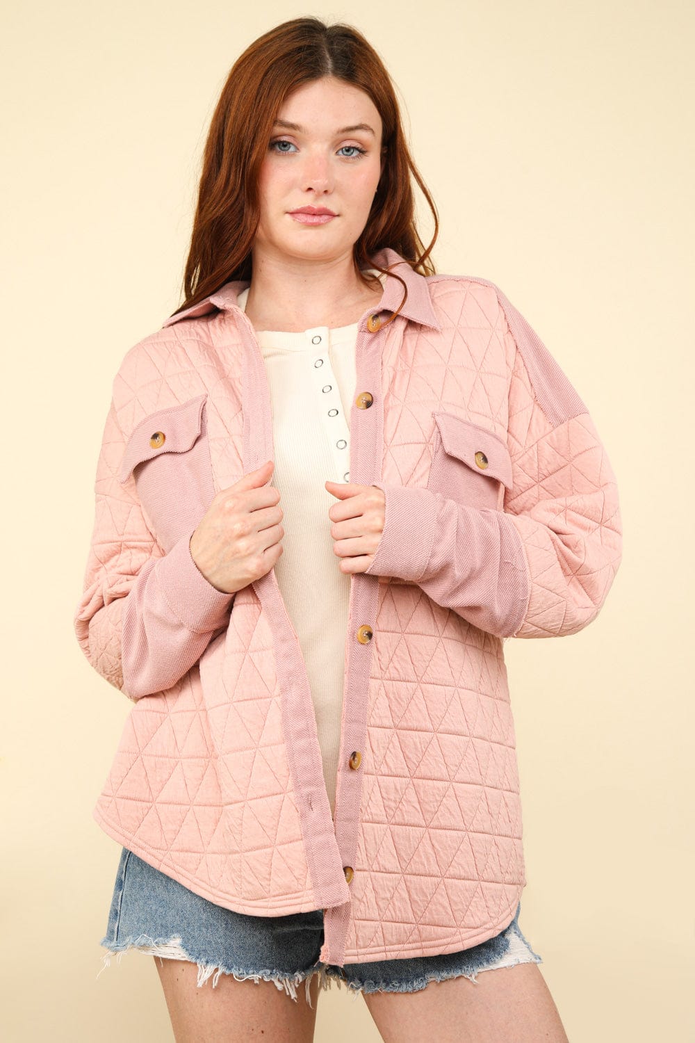 Blush Quilted Shacket Jacket