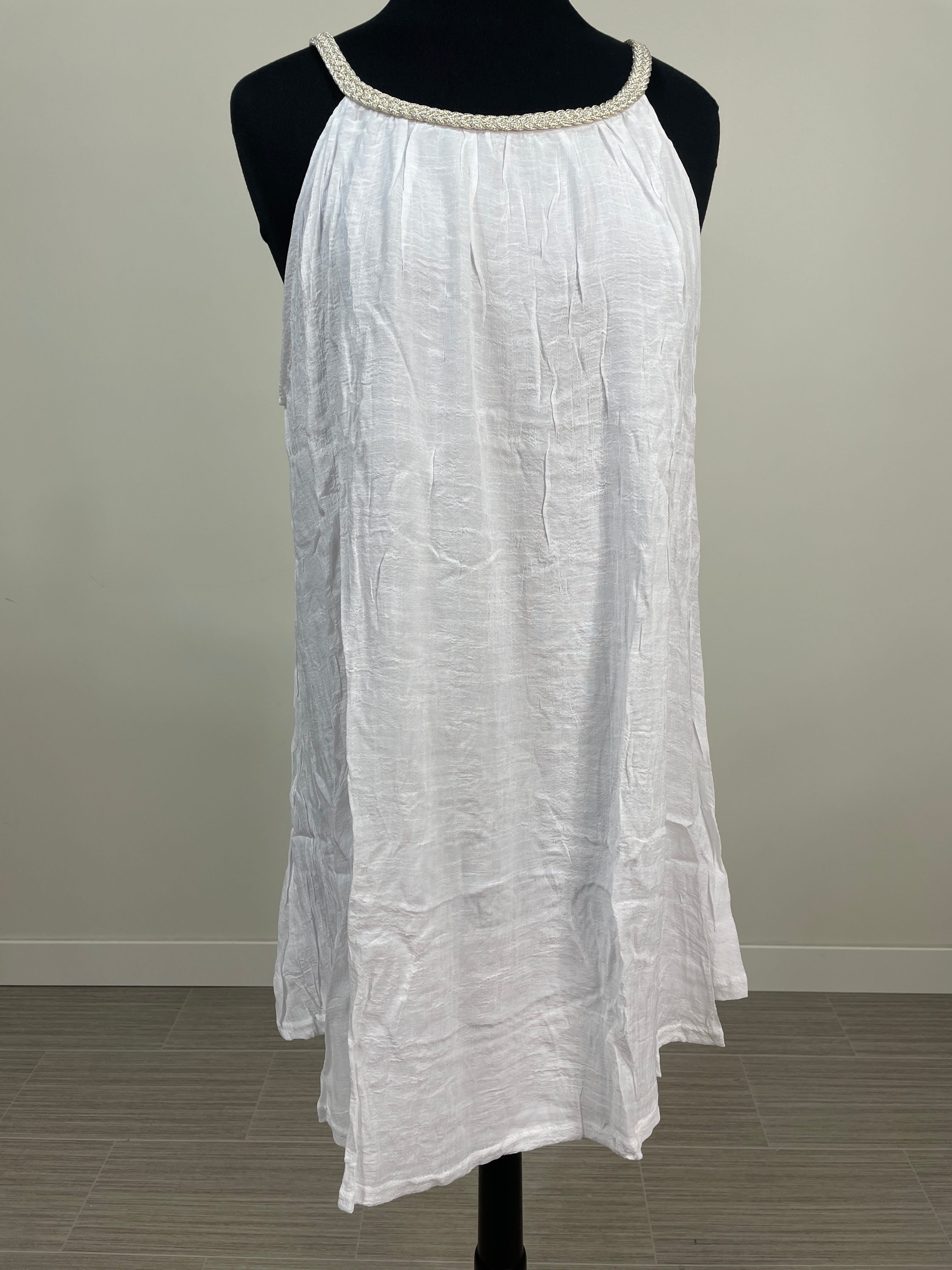 White Gauze Rope Neck Dress