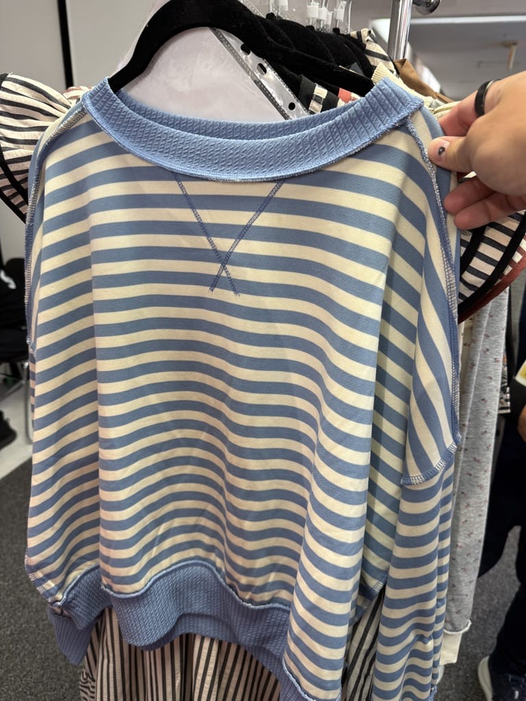 Chambray with Cream Stripes Sweater
