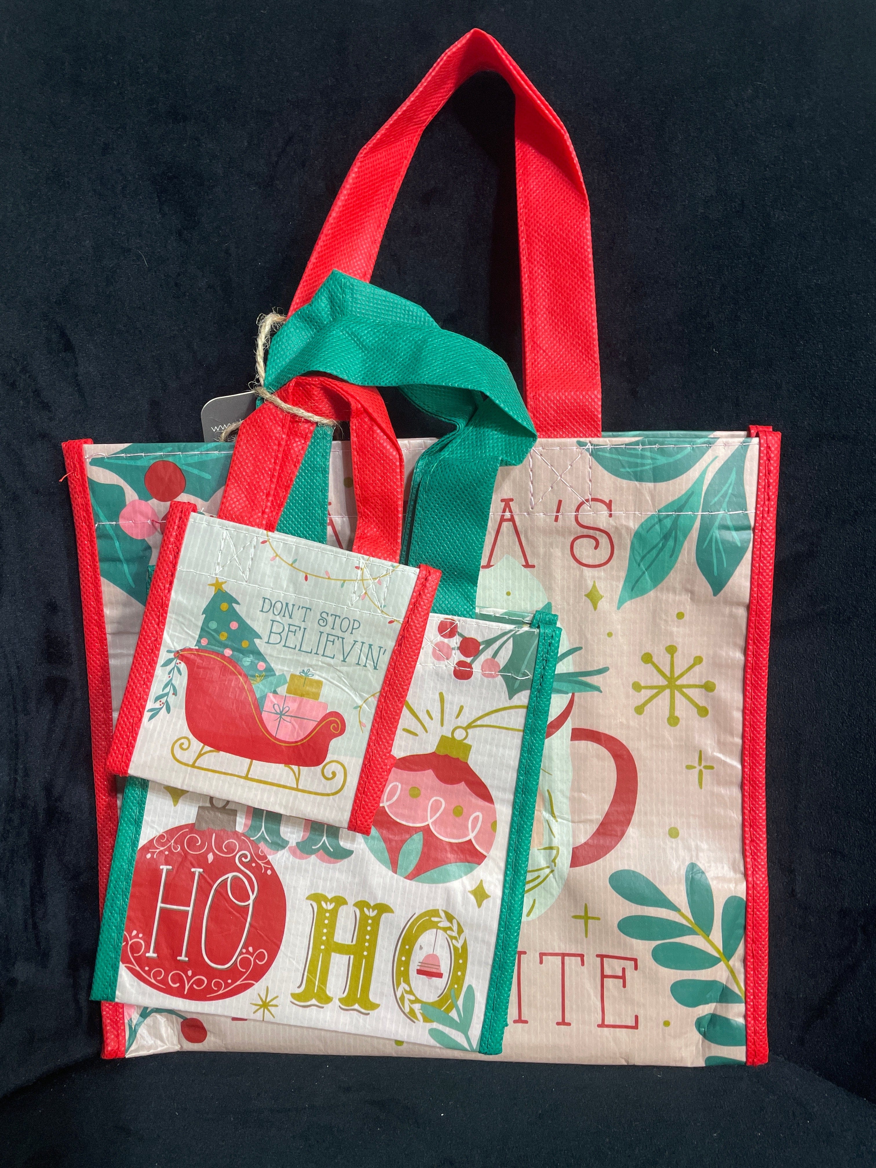 Santa Holiday Recycled Gift Bags S/3