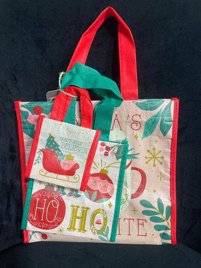 Santa Holiday Recycled Gift Bags S/3