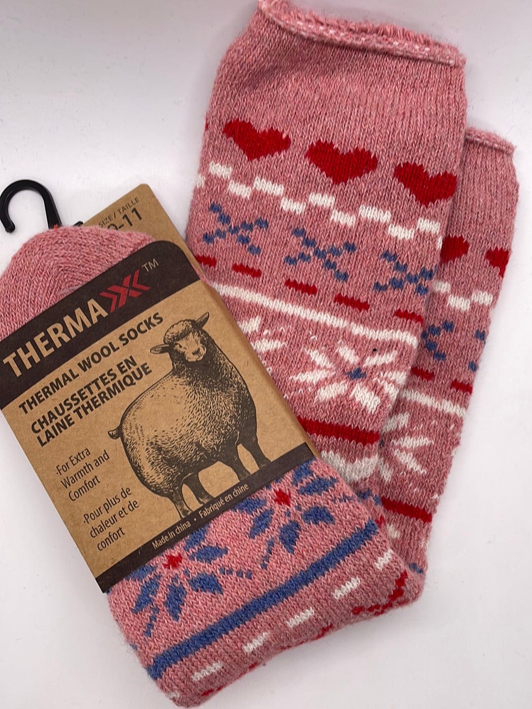 Pink Print Thermal Wool Socks