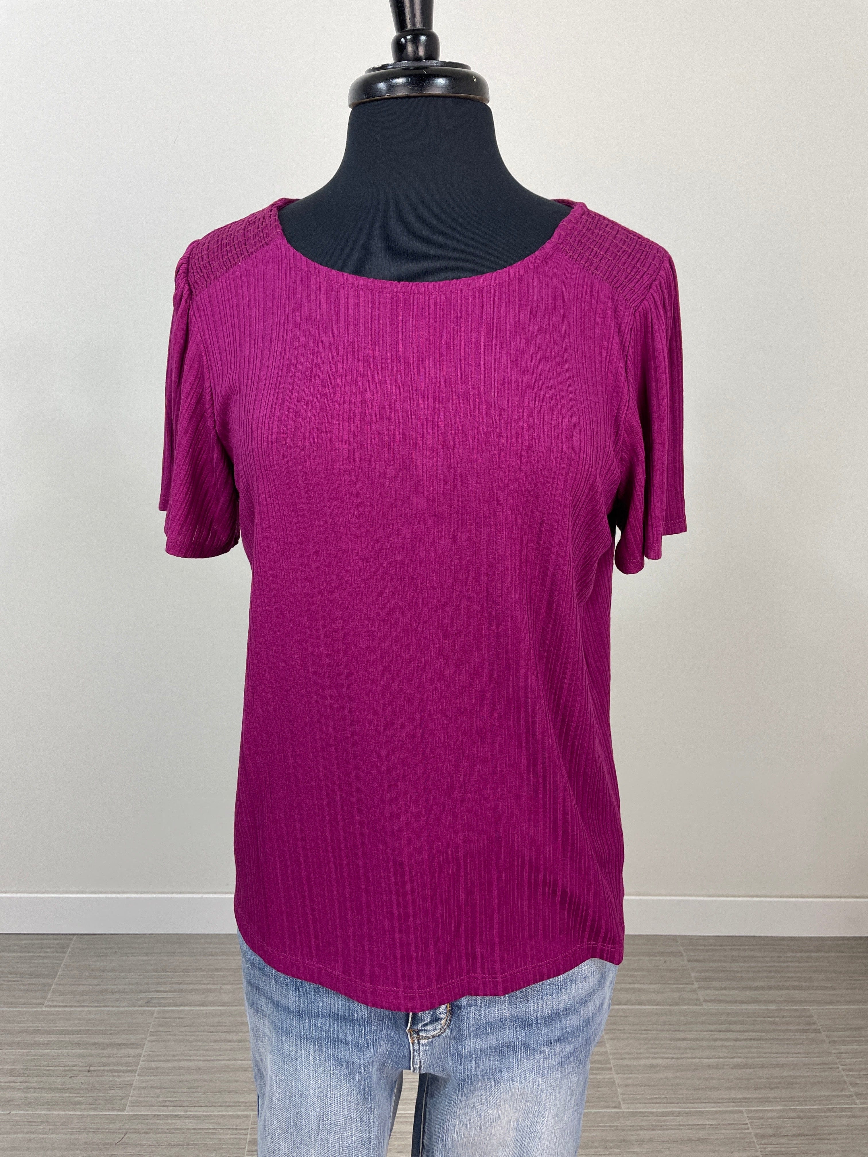 Magenta Purple Ribbed Top