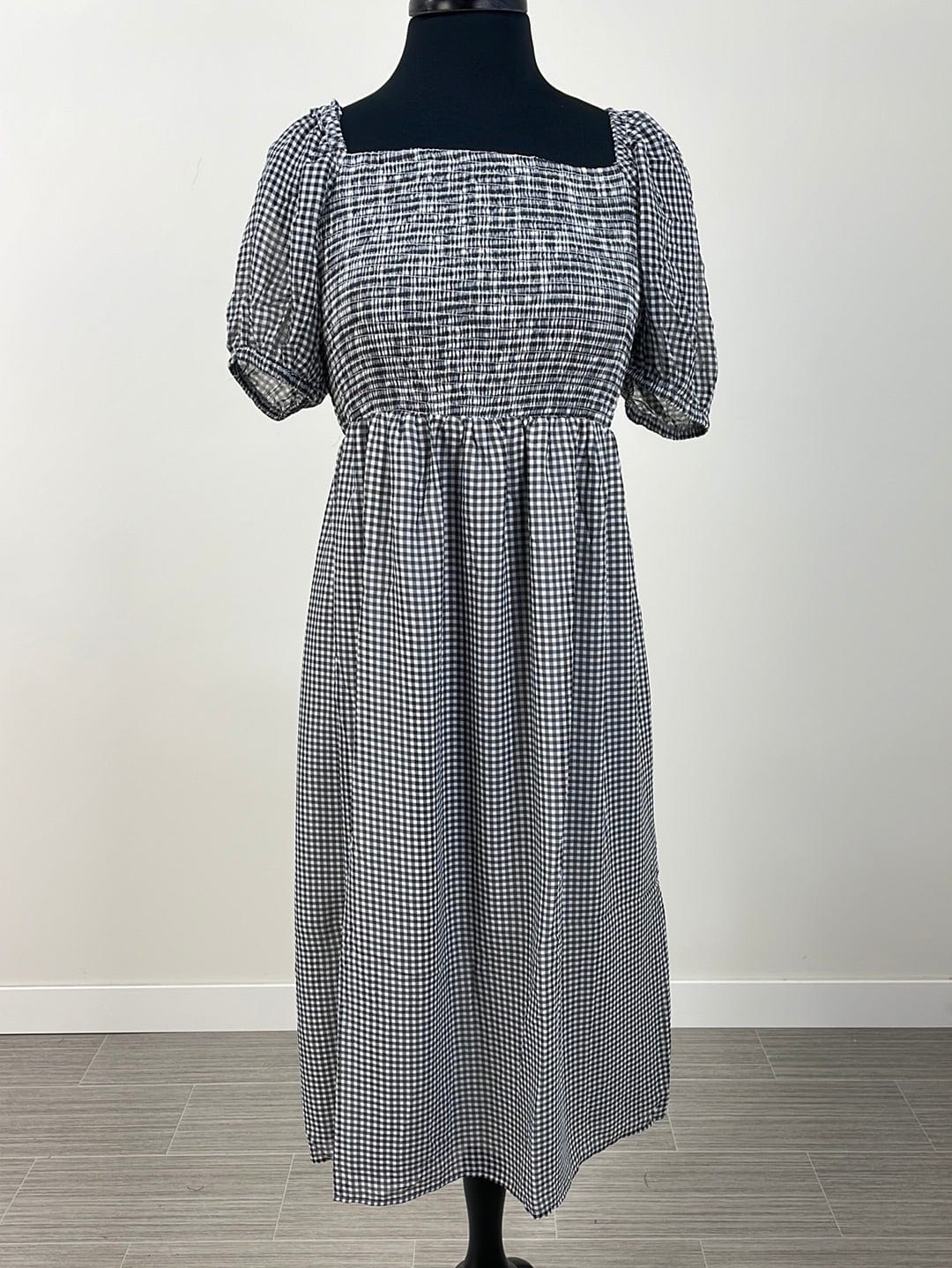 Black & White Square Neck Midi Dress
