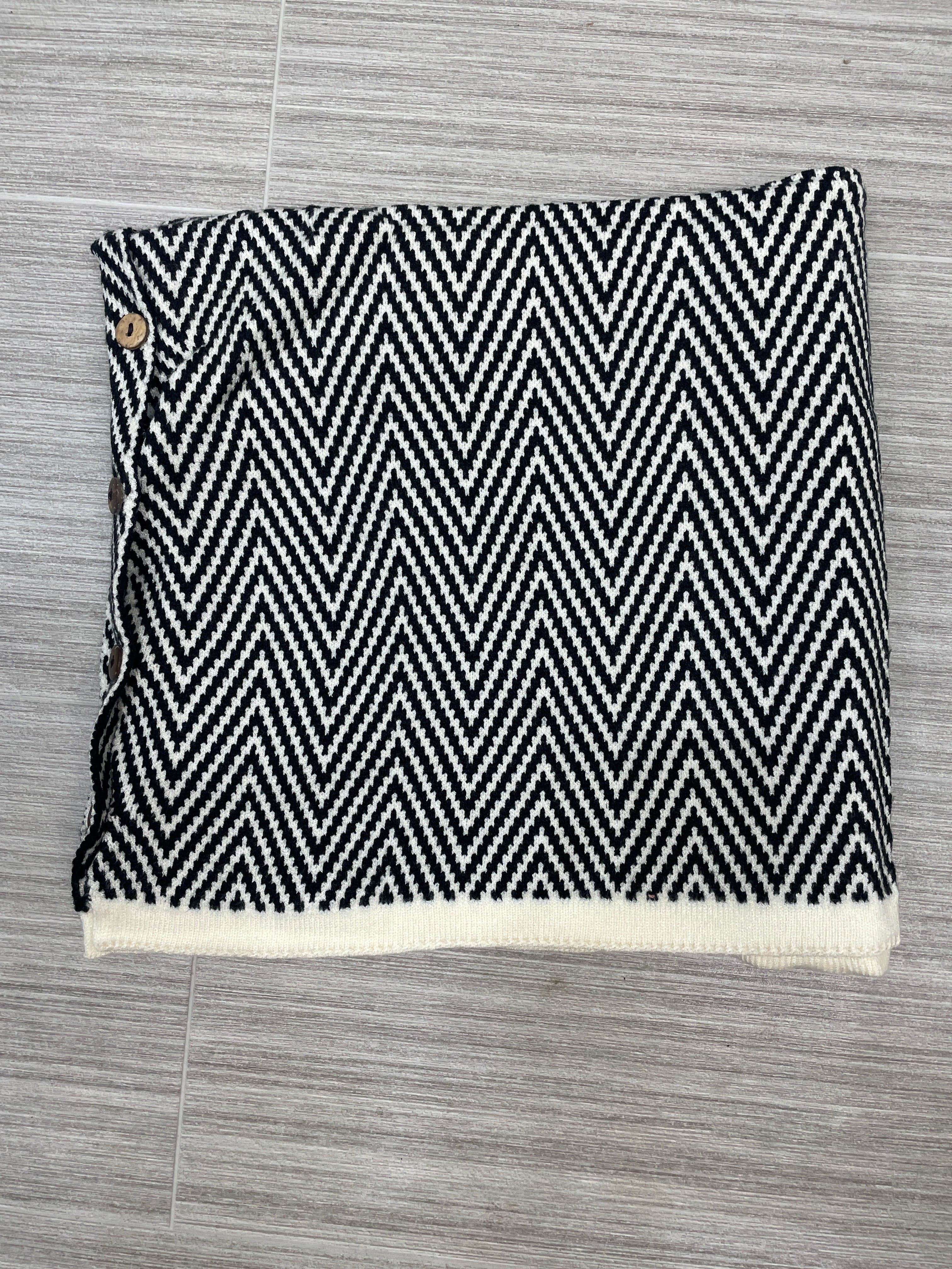 Black Chevron Button Versatile Poncho