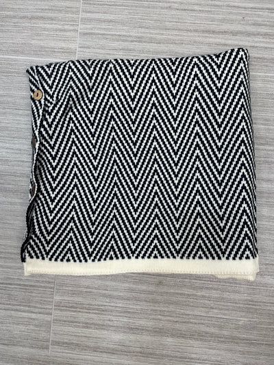 Black Chevron Button Versatile Poncho