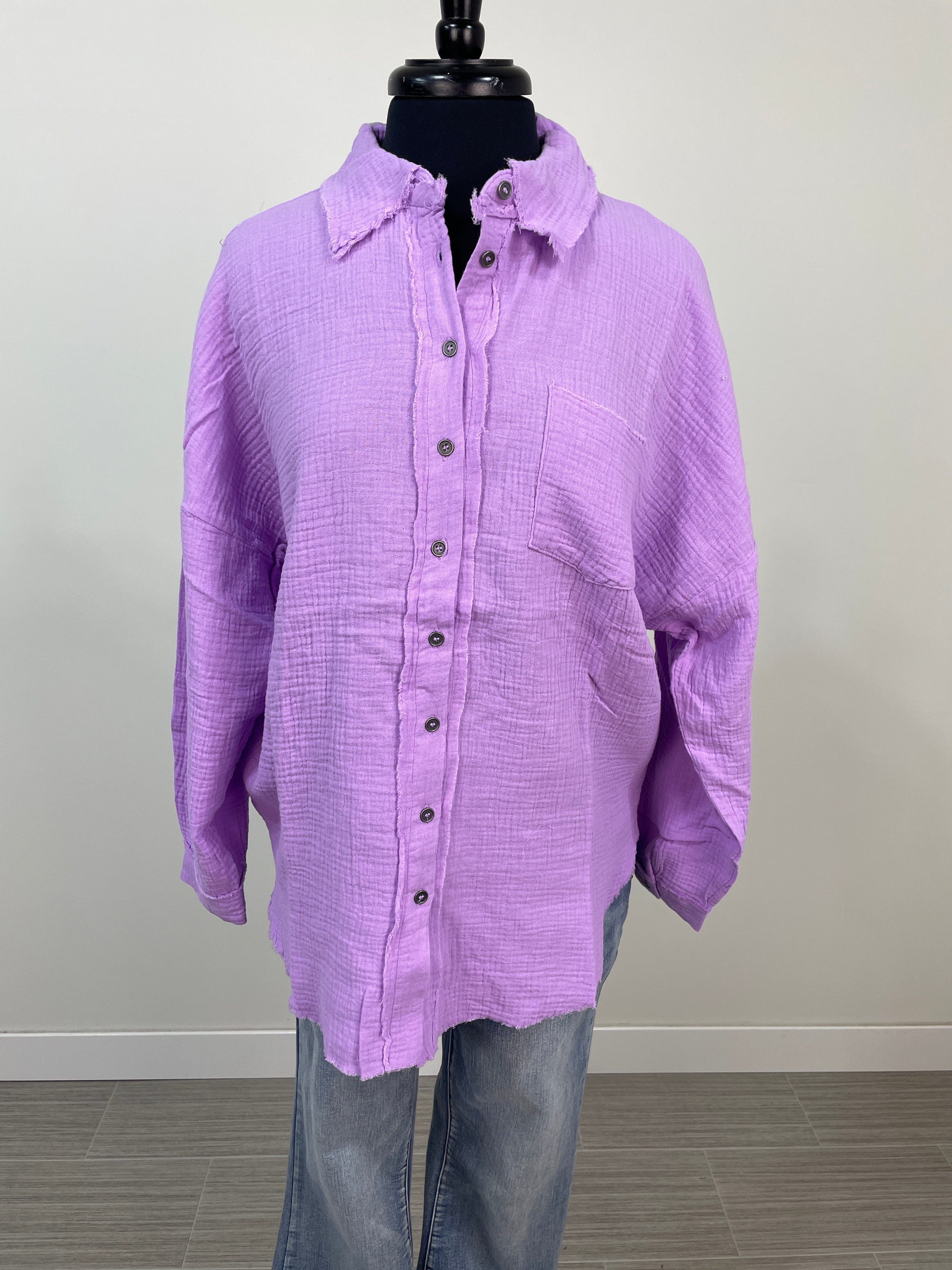Lavender Gauze Collared Shirt