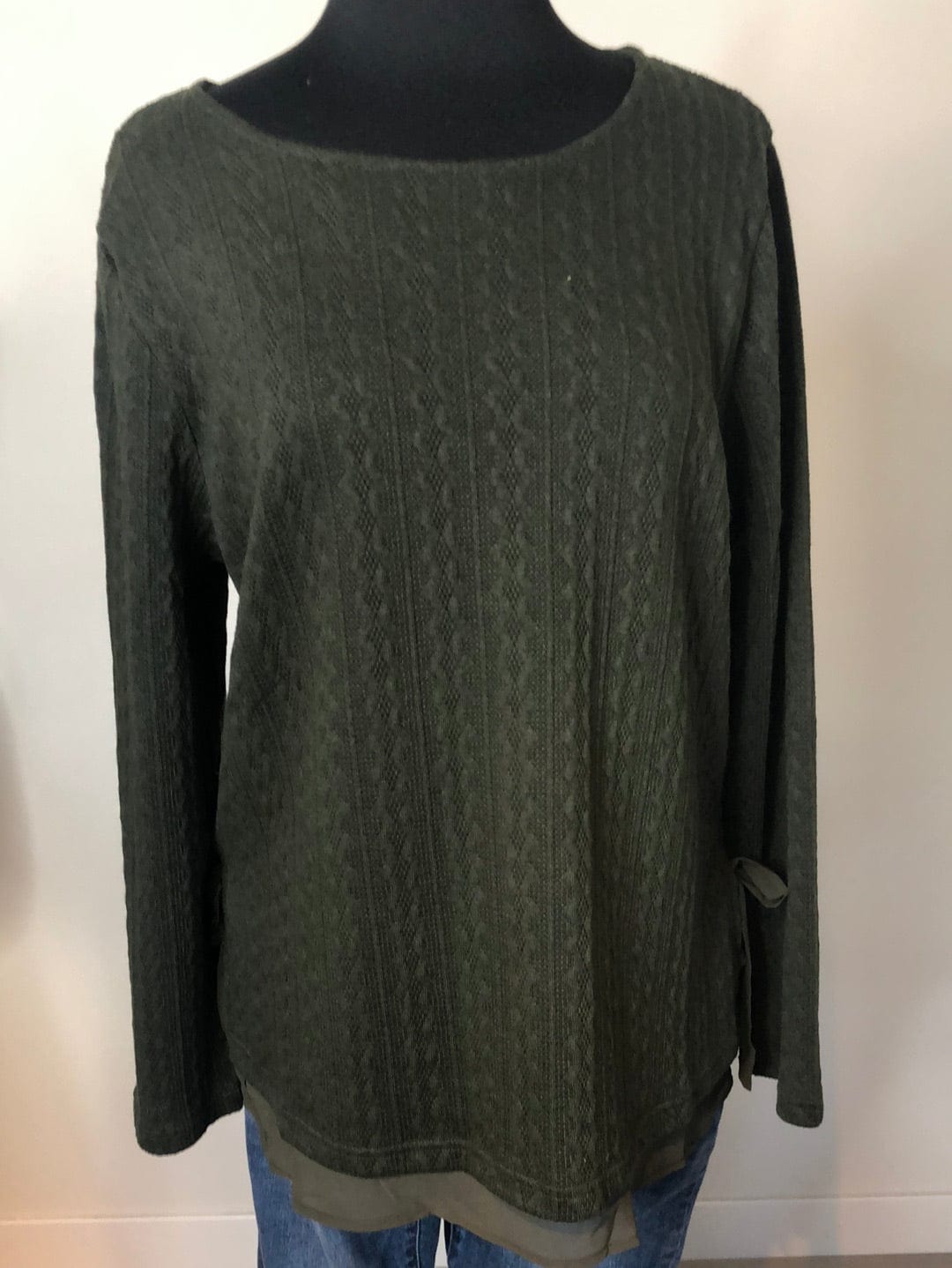 Khaki Cable Knit Layer Sweater